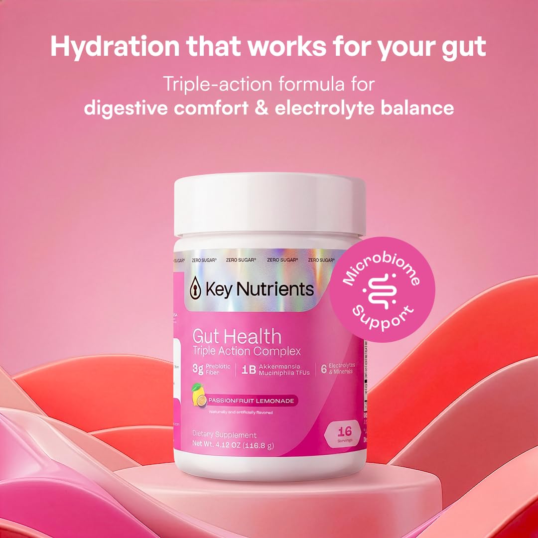 KEY NUTRIENTS Gut Health Hydration – Passionfruit Lemonade, Fiber Supplement with 3g Prebiotic Fiber & Akkermansia Probiotics for Women and Men KEY NUTRIENTS buy supplements canada