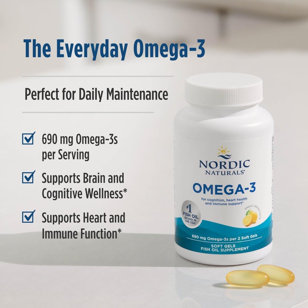 Nordic Naturals Omega-3, Lemon Flavor - 180 Soft Gels - 690 mg Omega-3 - Fish Oil - EPA & DHA - Immune Support, Brain & Heart Health, Optimal Wellness - Non-GMO - 90 Servings Nordic Naturals buy supplements canada