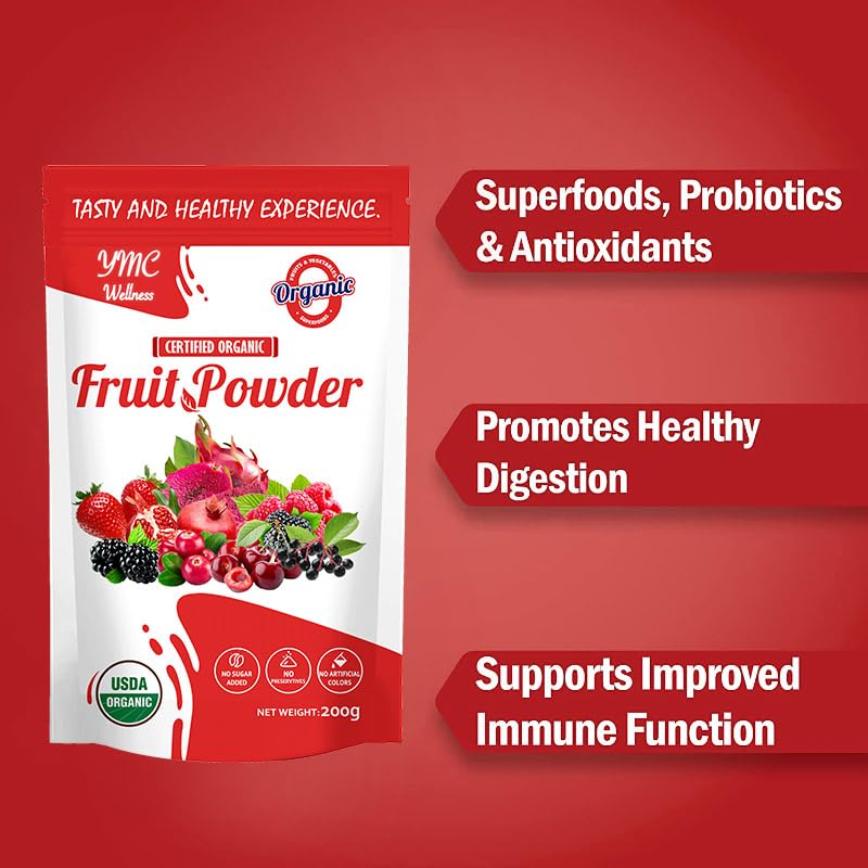 Organic Superfood Fruit Powder Smoothie & Juice mix - Antioxidants Rich Nutrients. Digestive Health, Weight Management, Immune Boosting, Energy boosting, Vitality, Vegan, Non- GMO, Gluten Free, Vegan. YMC Wellness buy supplements canada