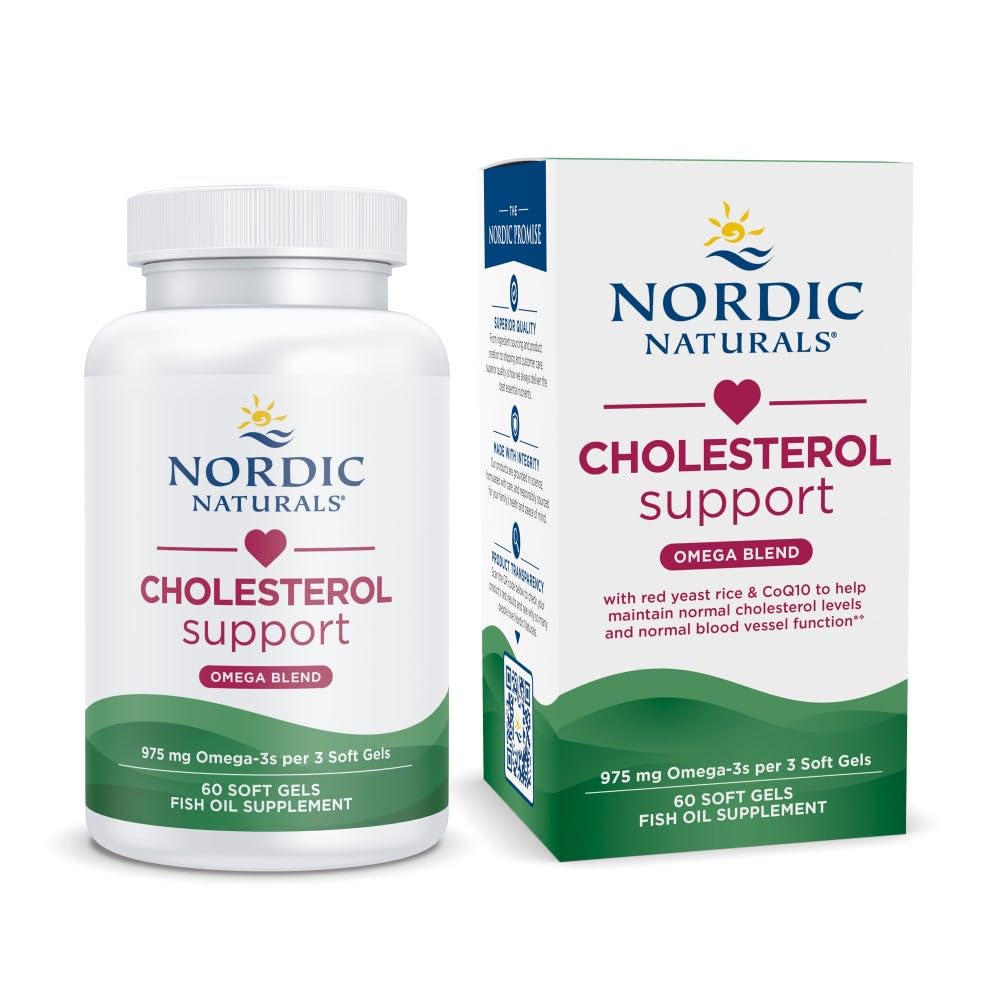 Nordic Naturals Cholesterol Support, Lemon - 60 Soft Gels - 975 Omega-3 + Red Yeast Rice & CoQ10 - Normal Cholesterol, Antioxidant Support - EPA & DHA - Non-GMO - 20 Servings Nordic Naturals buy supplements canada