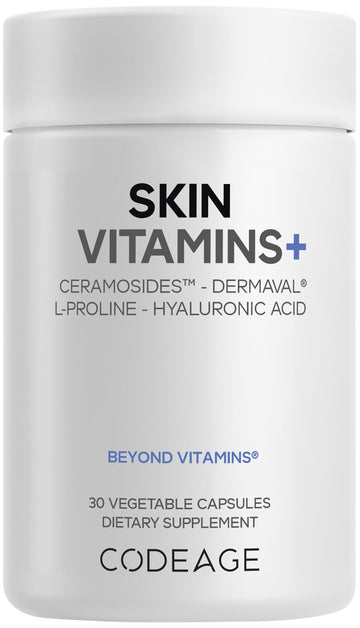 Codeage Skin Vitamins+ Supplement – Ceramosides, Dermaval, Hyaluronic Acid, Coffeeberry, Vitamin C – Skin Elasticity, Wrinkle & Moisture Support – Liposomal Delivery – Non-GMO, 30 Capsules Codeage buy supplements canada