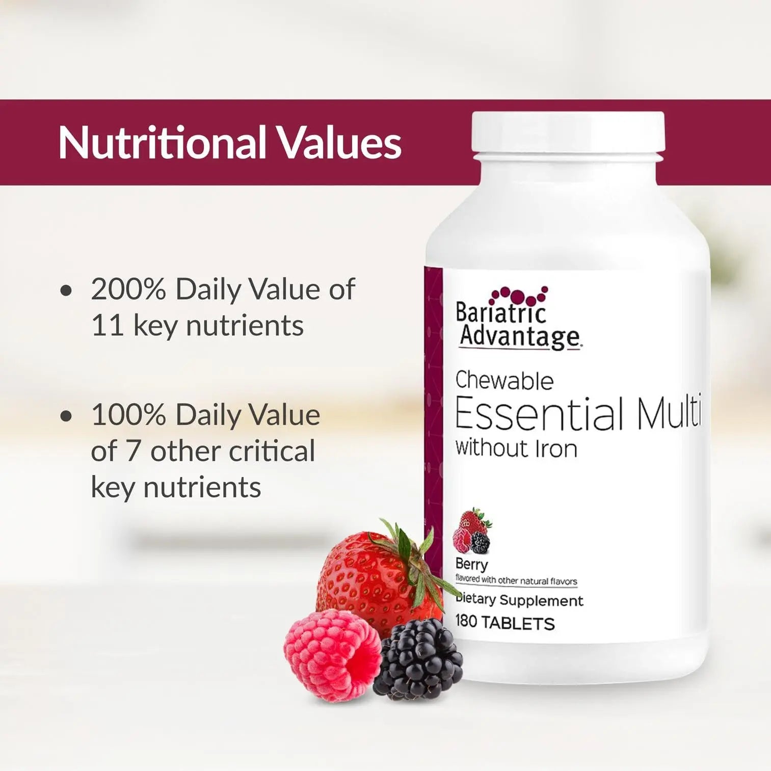 Bariatric Advantage Chewable Essential Multivitamin Without Iron - 200 DV of Key Nutrients - Trace Mineral Support Bariatric Advantage buy supplements canada