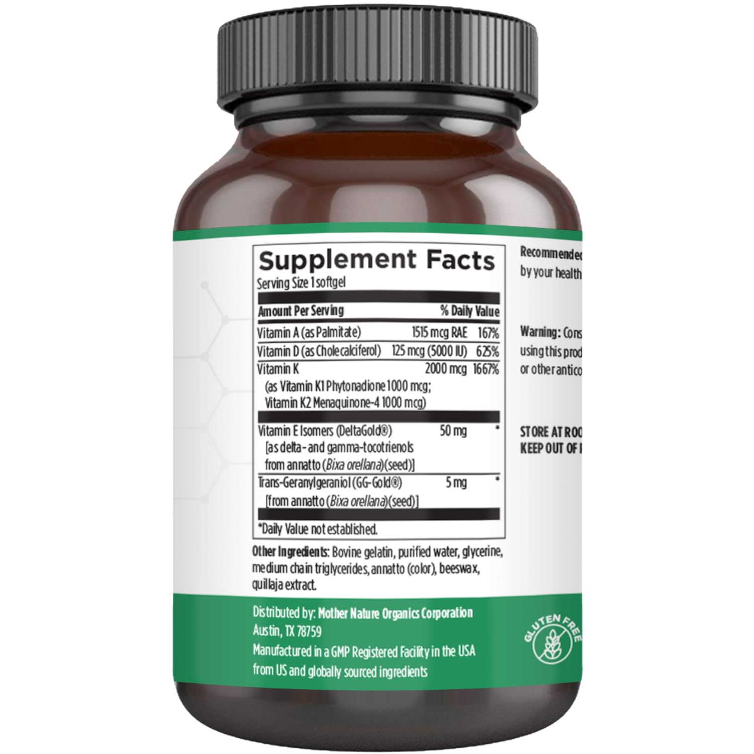 ADK Vitamin Supplement - 5000 IU Vitamin D3 + A & K2 MK-7 - High Absorption for Bone, Heart & Immune Support - Non-GMO (60 Softgels) Mother Nature Organics Superfoods for Organic Living buy supplements canada