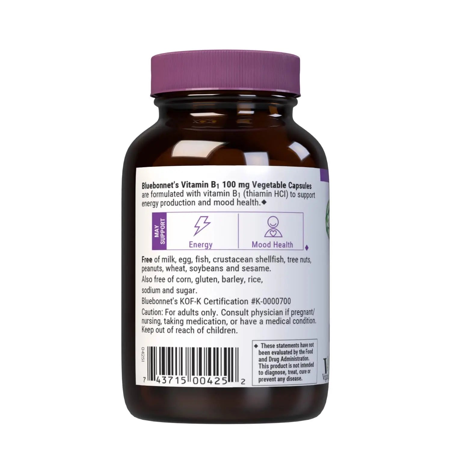 Bluebonnet Vitamin B1 100 mg - Mood Support & Energy Vitamins for Women & Men* - Thiamin HCl - Non-GMO, Vegan, Kosher BlueBonnet buy supplements canada