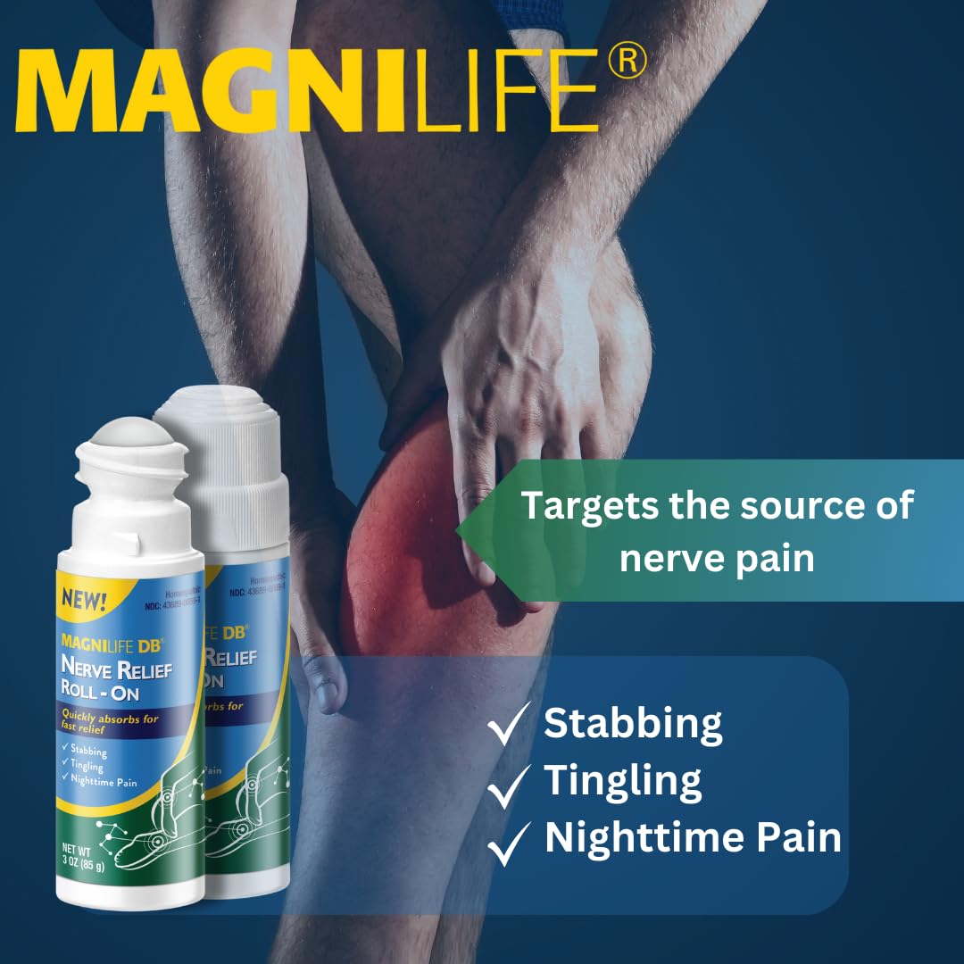 Magnilife DB Nerve Relief Roll On, 3 Oz, Topical Nerve Pain Relief for Feet, Legs, Hands & Arms, Helps Soothe Stabbing, Burning & Tingling Discomfort, Fast-Absorbing, Non-Greasy & Unscented Formula MagniLife buy supplements canada