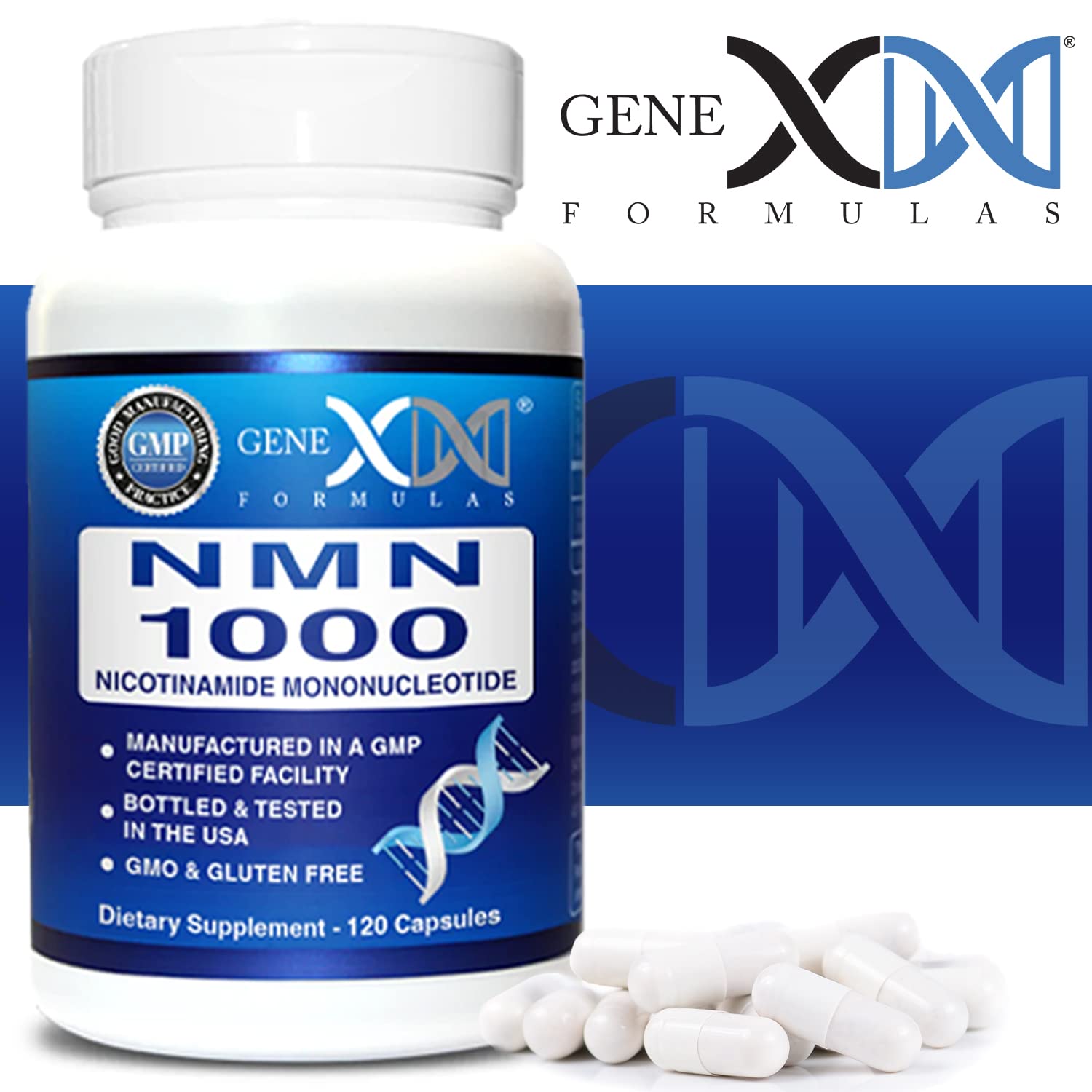 Genex Formulas NMN 1000mg - 99% Pure Shelf Stabilized Supplement Capsules for Increased NAD Levels & Healthy Aging, GMP Certified, 1000mg per Serving, 120 Capsules Genex Formulas buy supplements canada