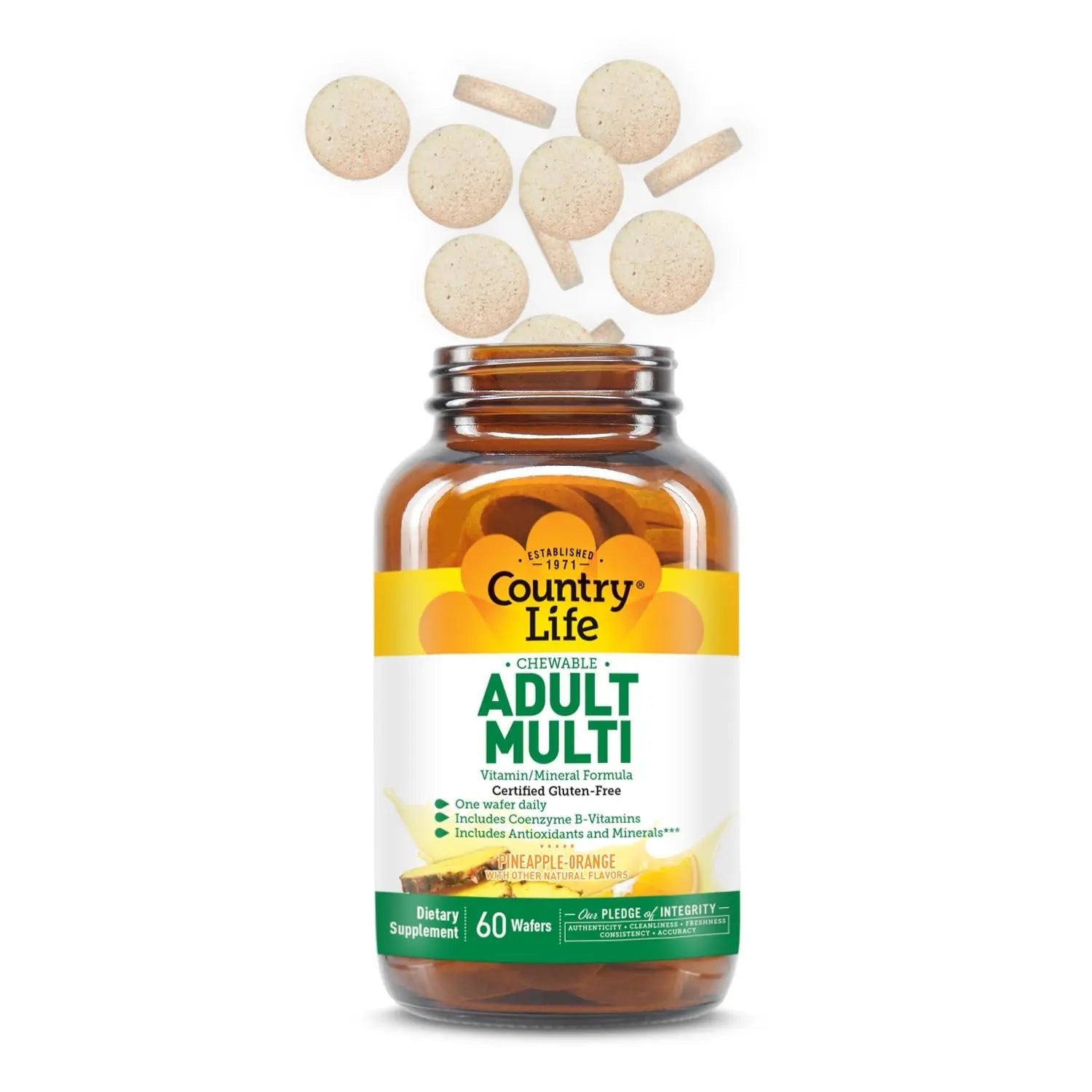 Country Life Adult Chewable Multivitamin with Coenzyme B-Vitamins, Antioxidants, Minerals, Pineapple-Orange Flavor Country Life buy supplements canada