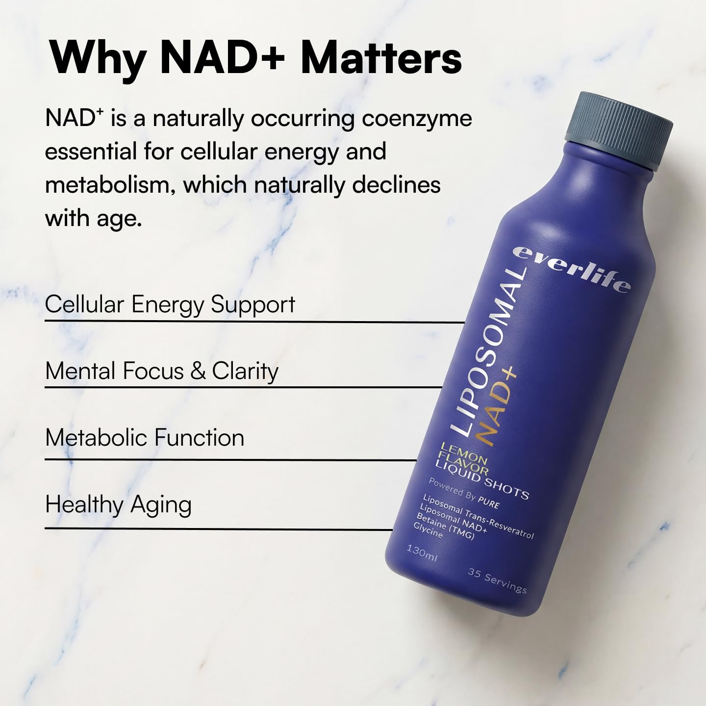 Everlife Liposomal NAD+ Liquid Supplement – 150mg Shot with Liposomal Trans-Resveratrol, TMG & Glycine – Boosts Energy, Cellular Repair, Healthy Aging & Longevity – NMNH Alternative – 30 Servings Everlife buy supplements canada