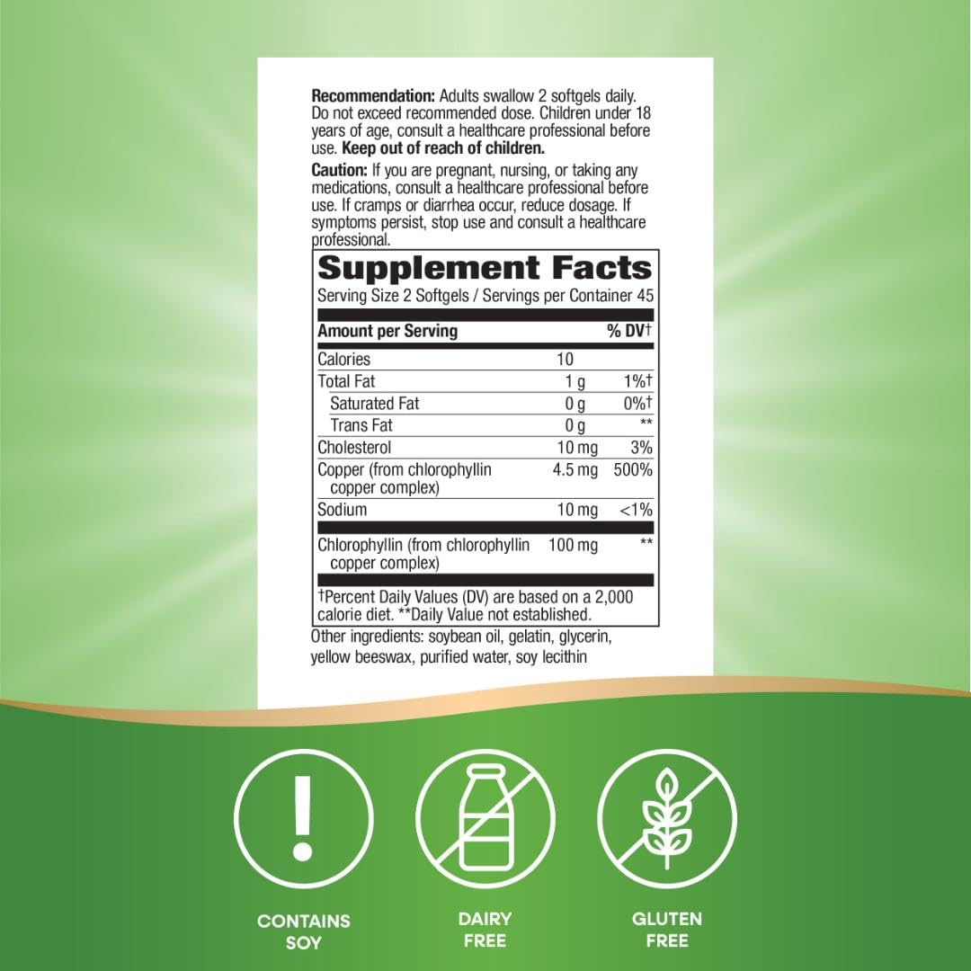 Nature’s Way Chlorofresh Chlorophyll Concentrate Softgels, Chlorophyllin Copper Complex, Internal Deodorant Supplement, Supports Healthy Skin and Detox Pathways Nature's Way buy supplements canada