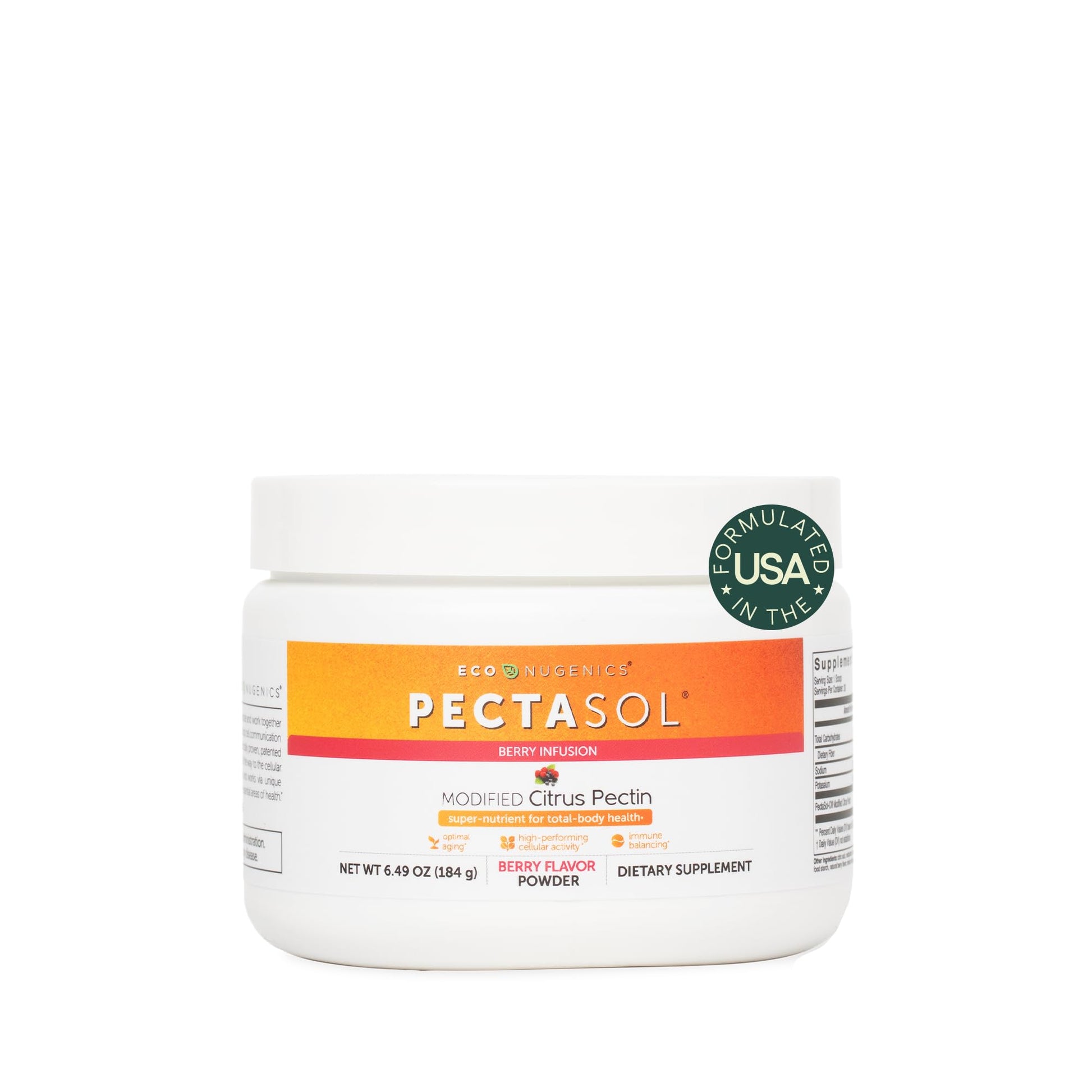 PectaSol Modified Citrus Pectin – 184g Berry Powder – Total-Body Health Supplement to Support the Heart, Immune System, Inflammation Response & Healthy Aging + Maintain Healthy Galectin-3 Levels EcoNugenics buy supplements canada