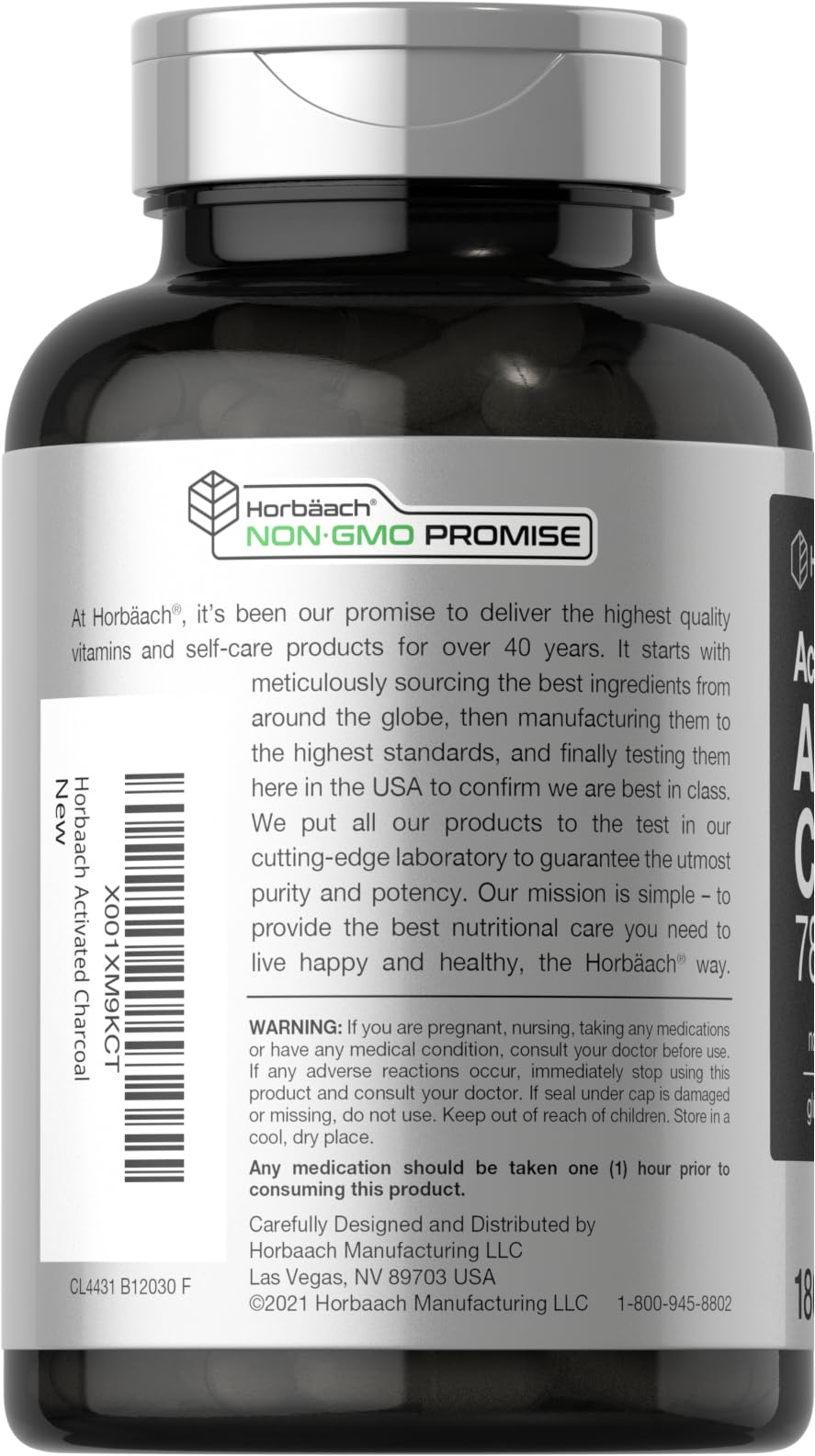 Charcoal Pills 780mg | 180 Capsules | Activated Charcoal from Coconut Shells | Non-GMO Horbäach buy supplements canada