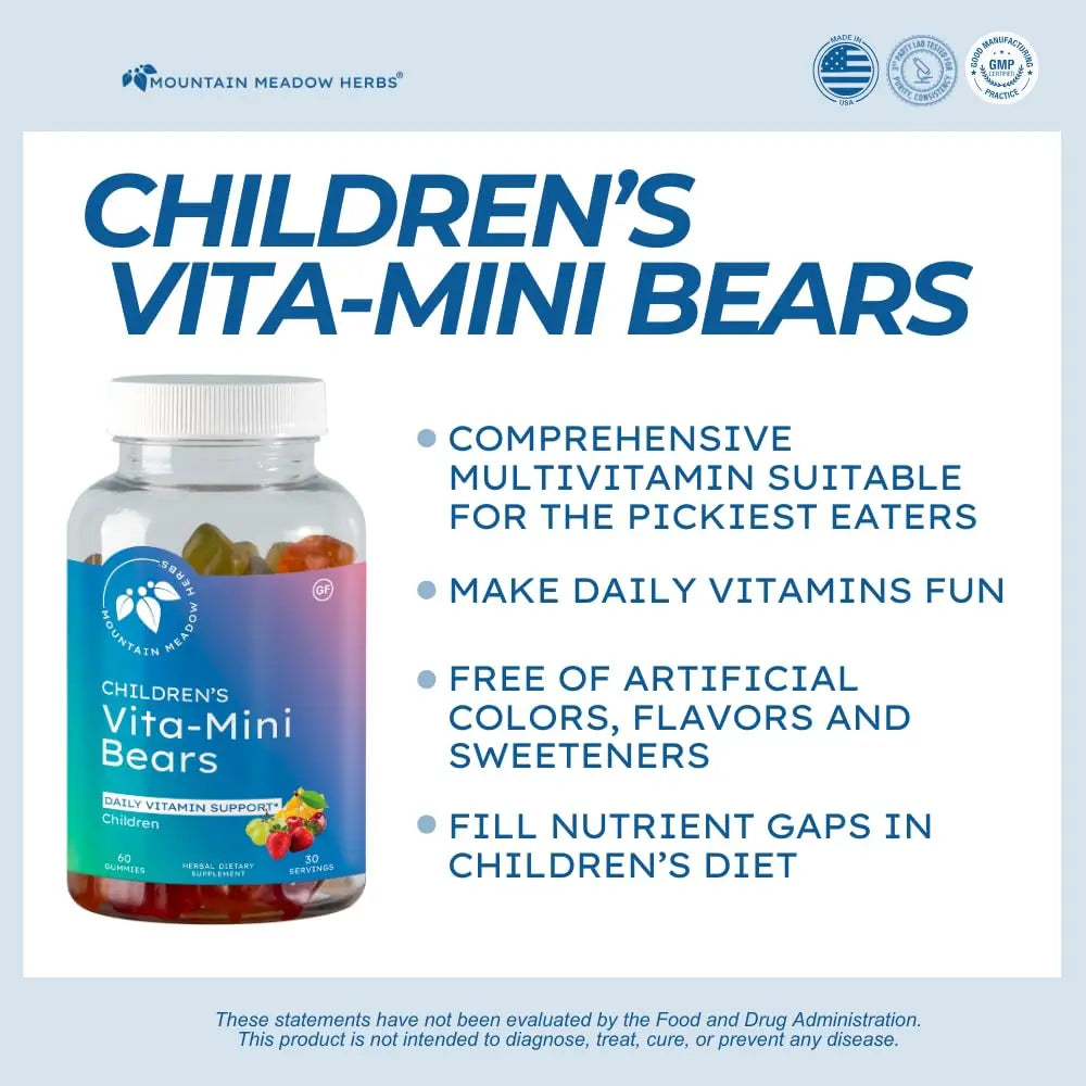 Mountain Meadow Herbs Vita-Mini Bears for Children | Multivitamin with Biotin, Folic & Pantothenic Acid, Iodin, Zinc | Mountain Meadow Herbs buy supplements canada
