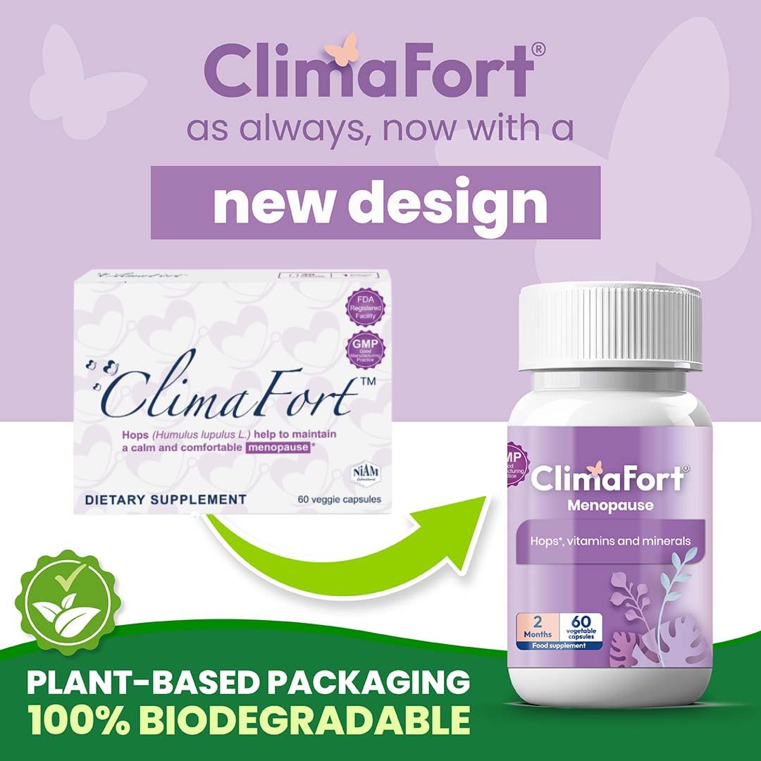 Climafort 60 Day Supply | Menopause Relief Pills | Natural Relief for Hot Flashes, Night Sweats, Mood Swings & Hormone Balance | Hops, Vitamins, and Minerals | 1 Capsule Daily Climafort buy supplements canada