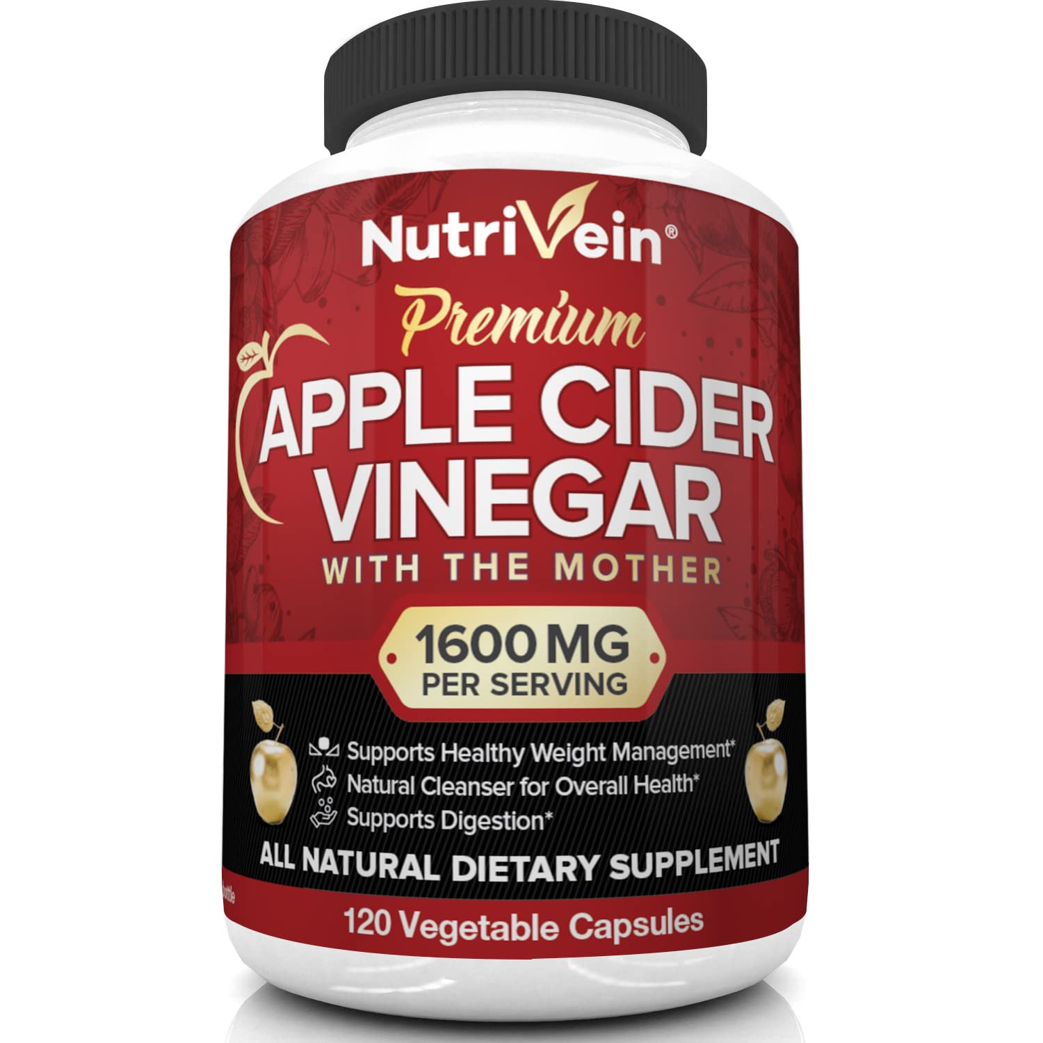 Nutrivein Apple Cider Vinegar Capsules with Mother - 1600mg - 120 Vegan Nutrivein buy supplements canada