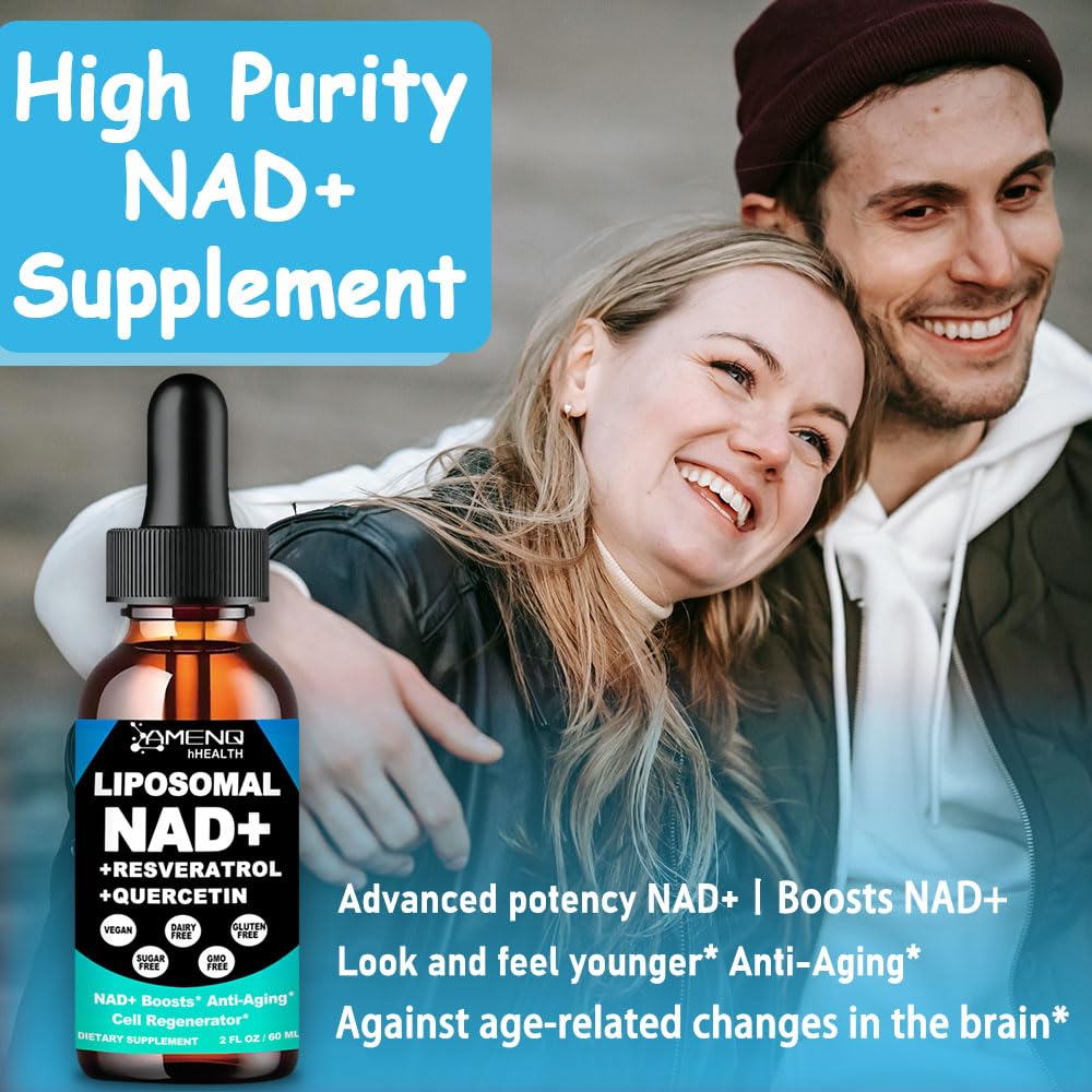 NAD Supplement, Liposomal NAD Nicotinamide Riboside Resveratrol 900mg Quercetion, TMG, Vitamin B3, High Potency NAD Plus Liquid Supplement for Cell Regenerator, Longevity, Energy, Anti-Aging, Focus AMENQ hHEALTH buy supplements canada