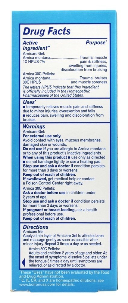 Boiron Arnicare Gel 2.6 oz with Arnica Montana Pellets 80 ct Bluetube Boiron buy supplements canada