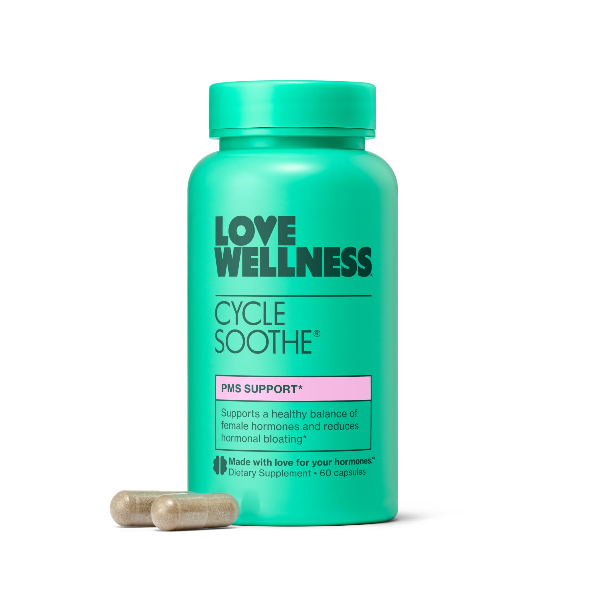 Love Wellness Cycle Soothe Supplement | Promotes a Happy Mood | Helps with PMS Hormones, Stress Relief, & Improves Mood | 60 Capsules Love Wellness buy supplements canada