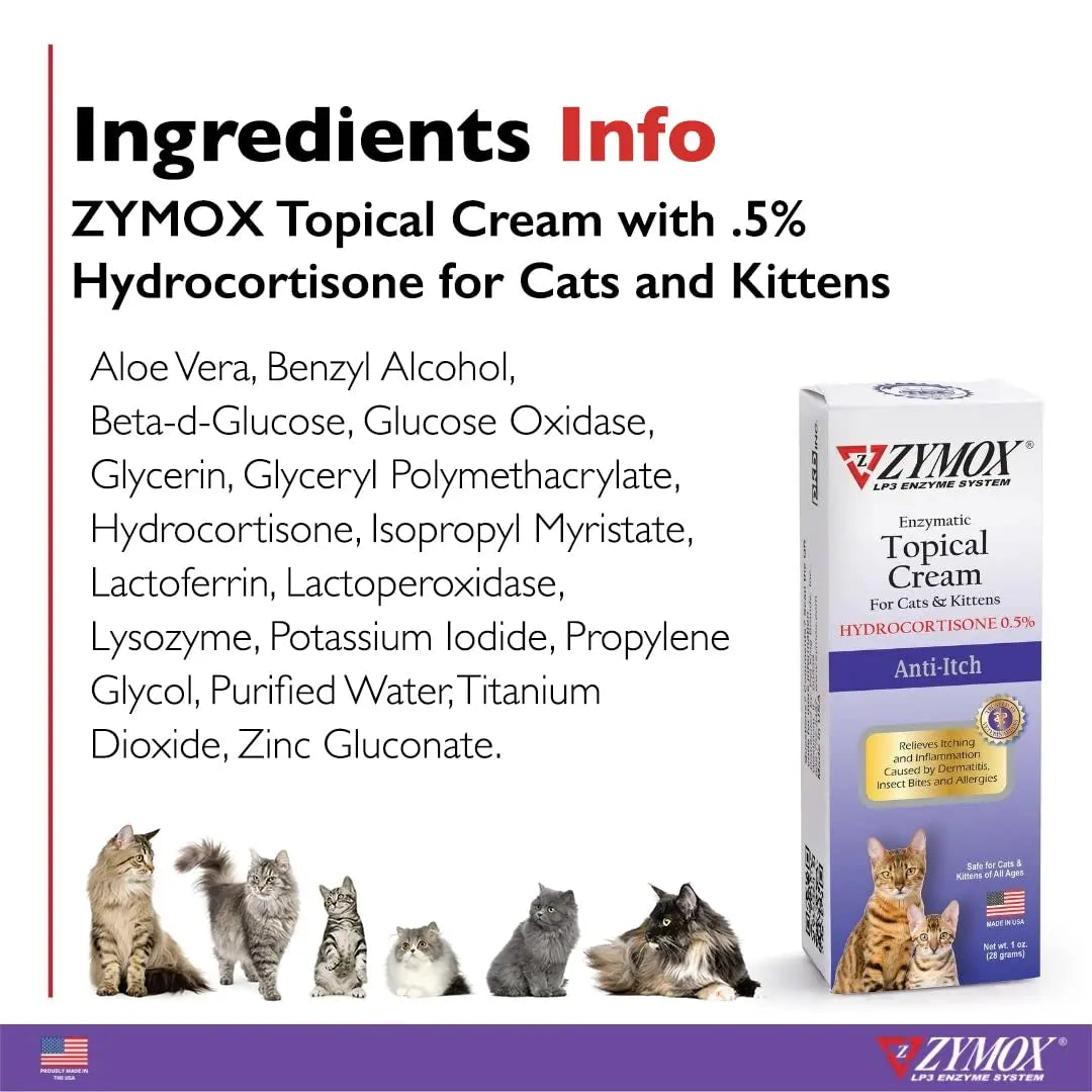 Zymox Cat & Kitten Topical Cream w/ .5% hydrocortisone - 1 oz. Tube Zymox buy supplements canada