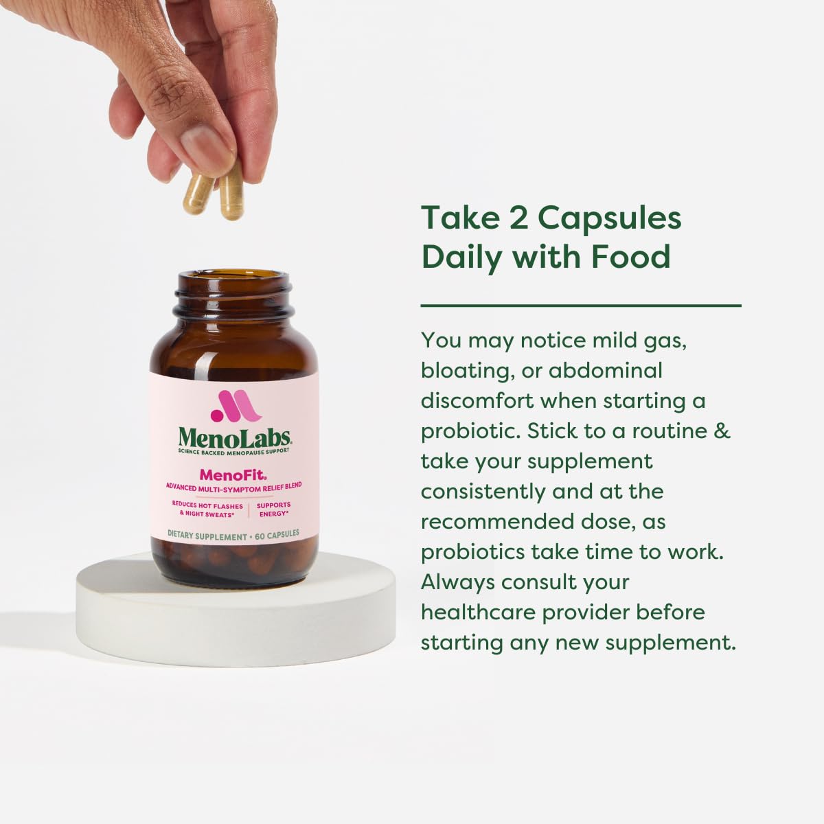MENOLABS MenoFit, Menopause Supplements for Women - 60 Capsules - Advanced Women’s Probiotic with Vitamins and Red Clover for Gut Health, Hot Flashes and Hormone Balance for Women MENOLABS buy supplements canada