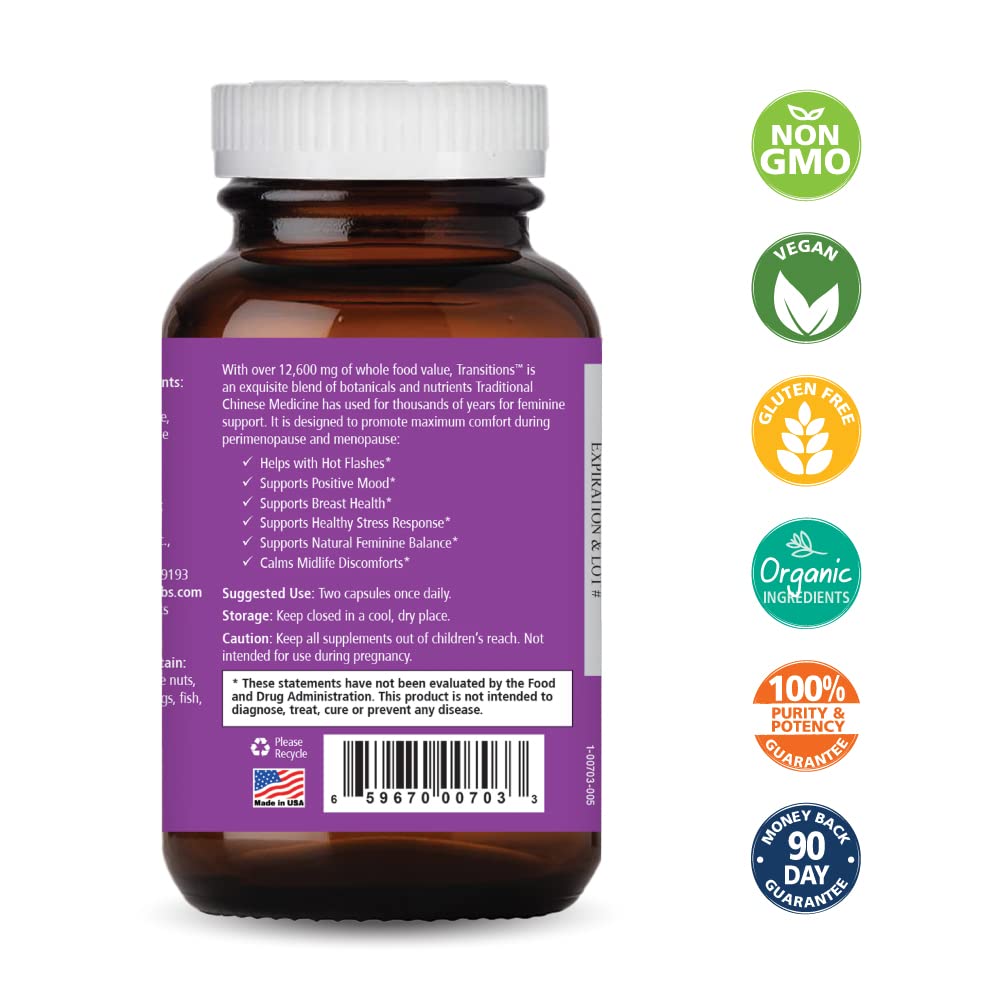 Pure Essence Labs Transitions Vitamins for Women, Natural Menopause Relief Supplement to Promote Hormone Balance, Reduce Hot Flashes, Mood Swings & Night Sweats, 60 Capsules PURE ESSENCE LABS buy supplements canada