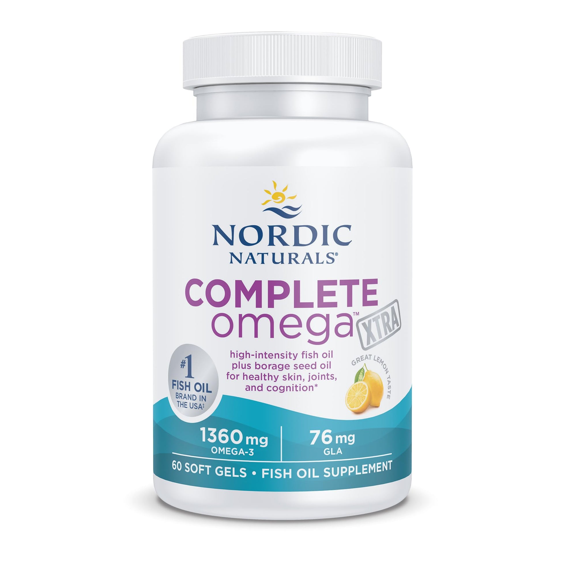 Nordic Naturals Complete Omega Xtra, Lemon - 60 Soft Gels - 1360 mg Omega-3 + 76 mg GLA - Healthy Skin - Cognition - Non-GMO - 30 Servings Nordic Naturals buy supplements canada