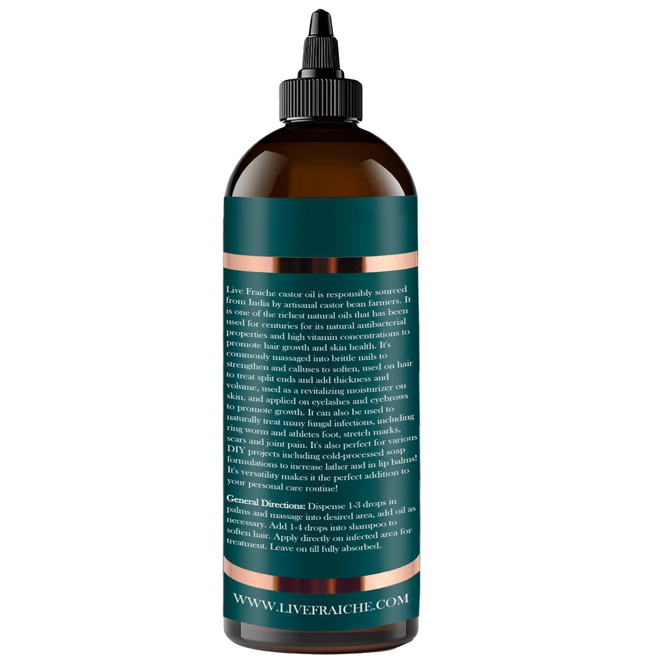 Live Fraiche USDA Organic Cold Pressed Castor Oil (16oz), 100% Pure, Hexane-Free Castor Oil Live Fraiche buy supplements canada