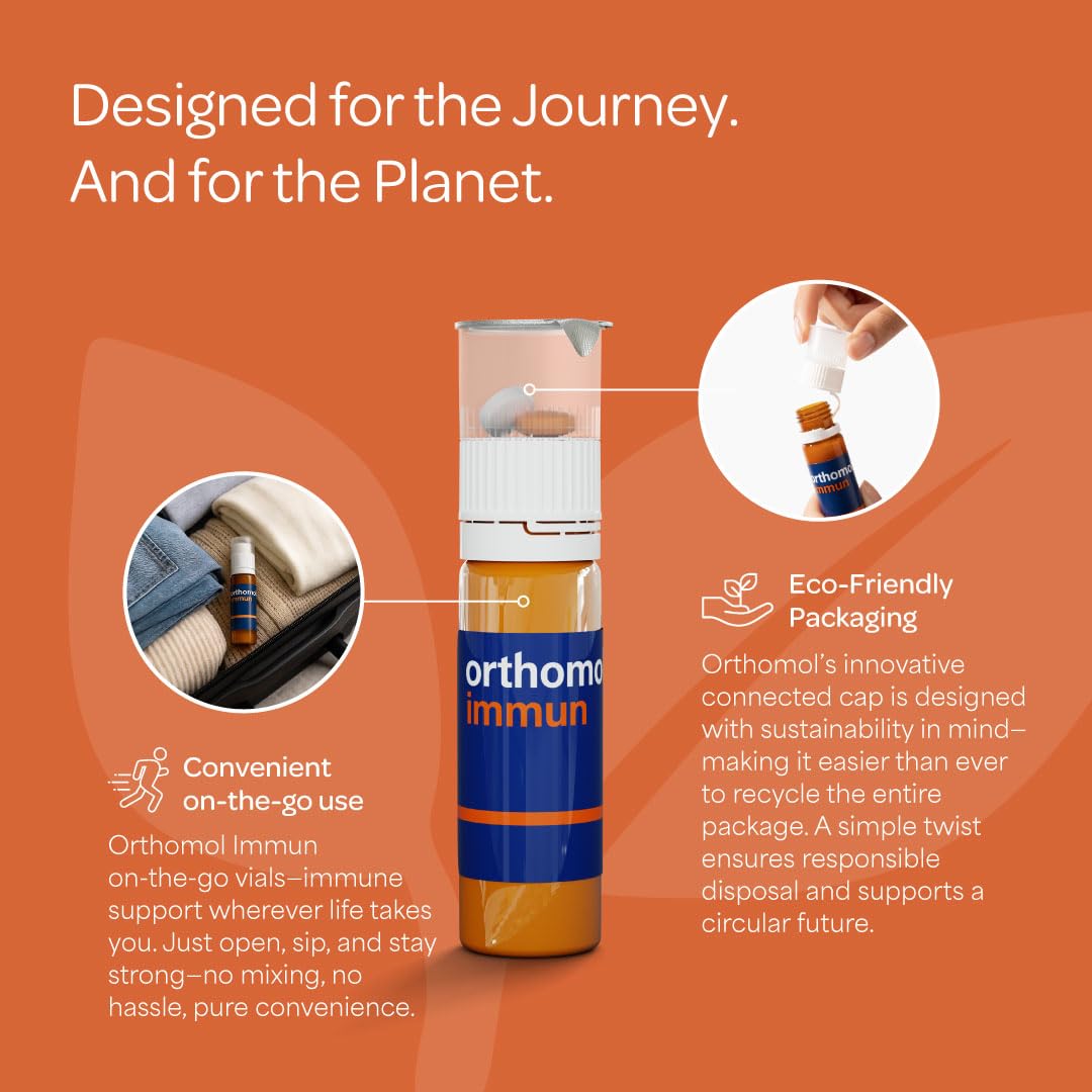 Orthomol Immun, Immune Support Vials for Adults with Vitamin C, Zinc, Selenium, Iodine, Vitamin D, E, A ,B, Calcium, 25+ Immune Boost Nutrients, 1 Serving Per Day for Daily Health (30 Day Supply) Orthomol buy supplements canada