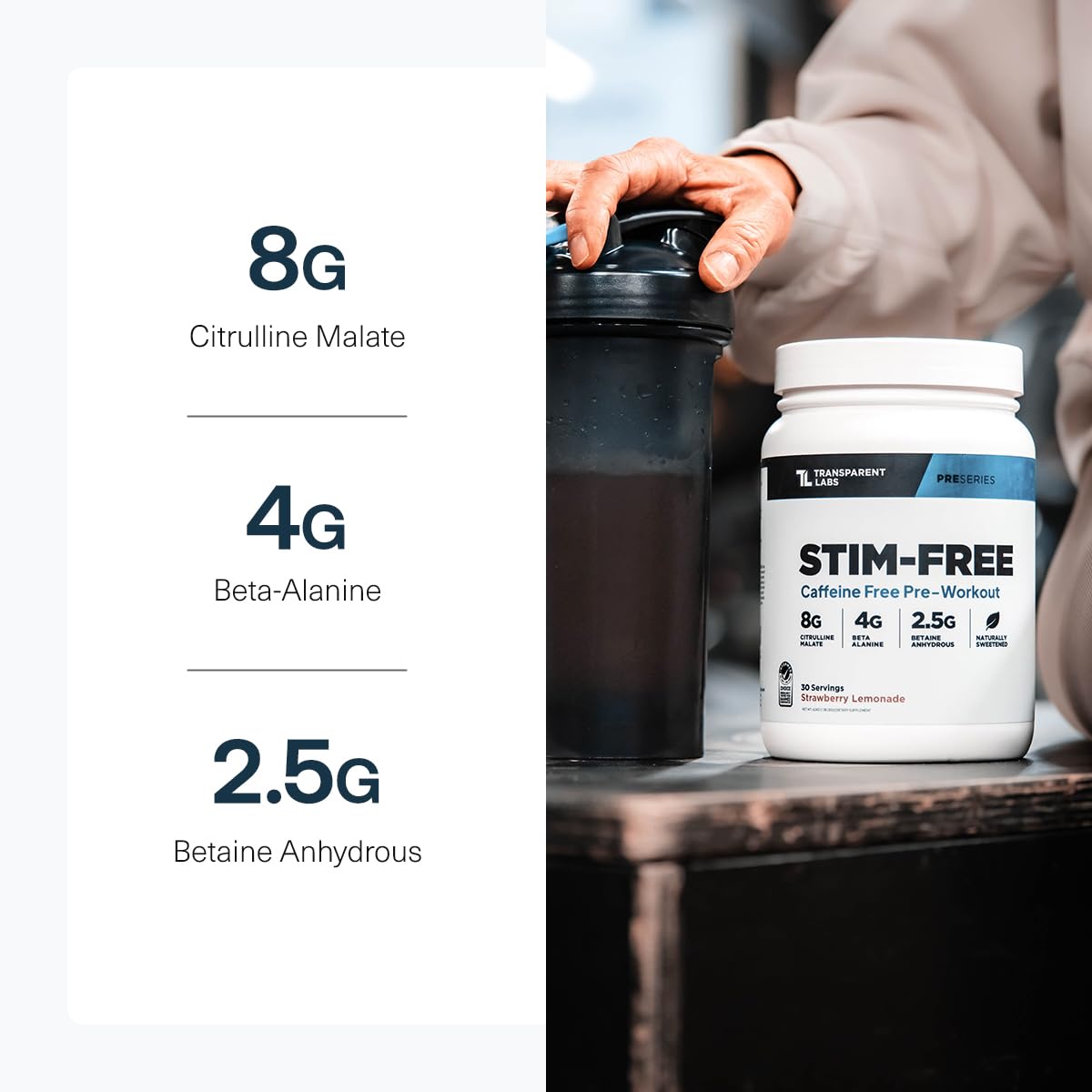 Transparent Labs Stim-Free Pre-Workout - Caffeine & Stim Free Pre Workout Powder for Men and Women with Beta Alanine Powder, Citrulline Malate, & elevATP - 30 Servings, Strawberry Lemonade Transparent Labs buy supplements canada