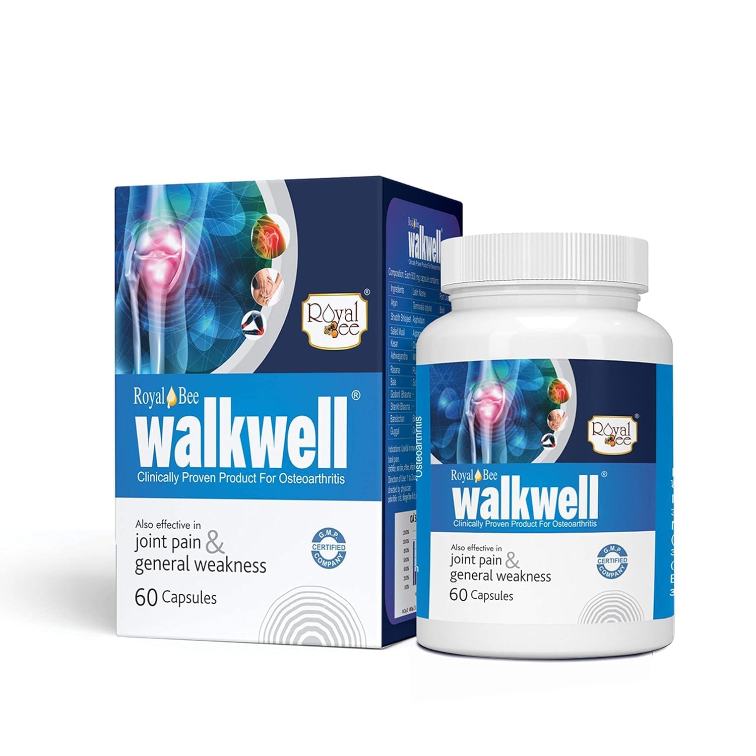 Royal Bee Walkwell Capsules – 60 Capsules – Supports Joint Pain & Inflammation Relief · Useful in Osteoarthritis · Promotes Flexibility & Mobility · Clinically Studied Herbal Ingredients Generic buy supplements canada