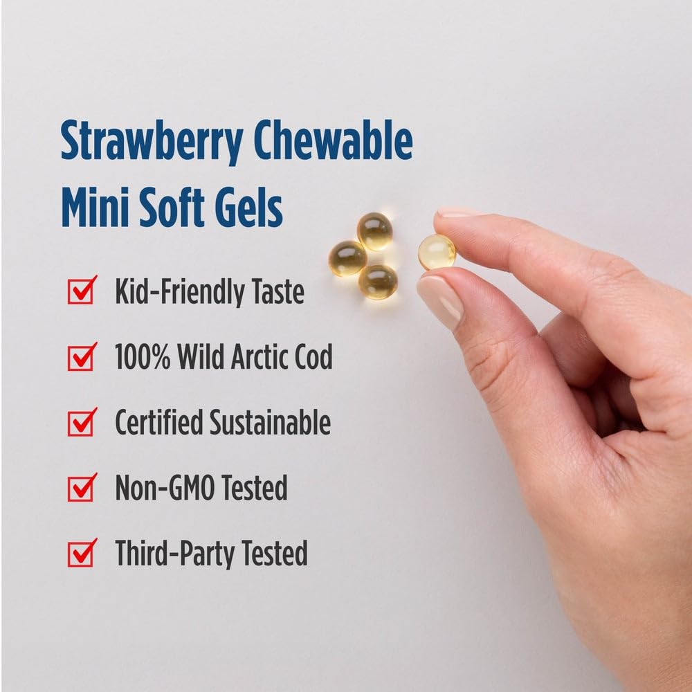Nordic Naturals Children’s DHA, Strawberry - 120 Mini Chewable Soft Gels for Kids - 250 mg Omega-3 with EPA & DHA - Brain Development & Function - Non-GMO - 30 Servings (Pack of 2) Nordic Naturals buy supplements canada