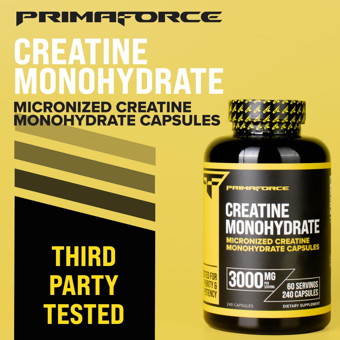 Primaforce Creatine Monohydrate Capsules - 240 Capsules, 3,000mg per Serving, Gluten Free and Non-GMO Primaforce buy supplements canada