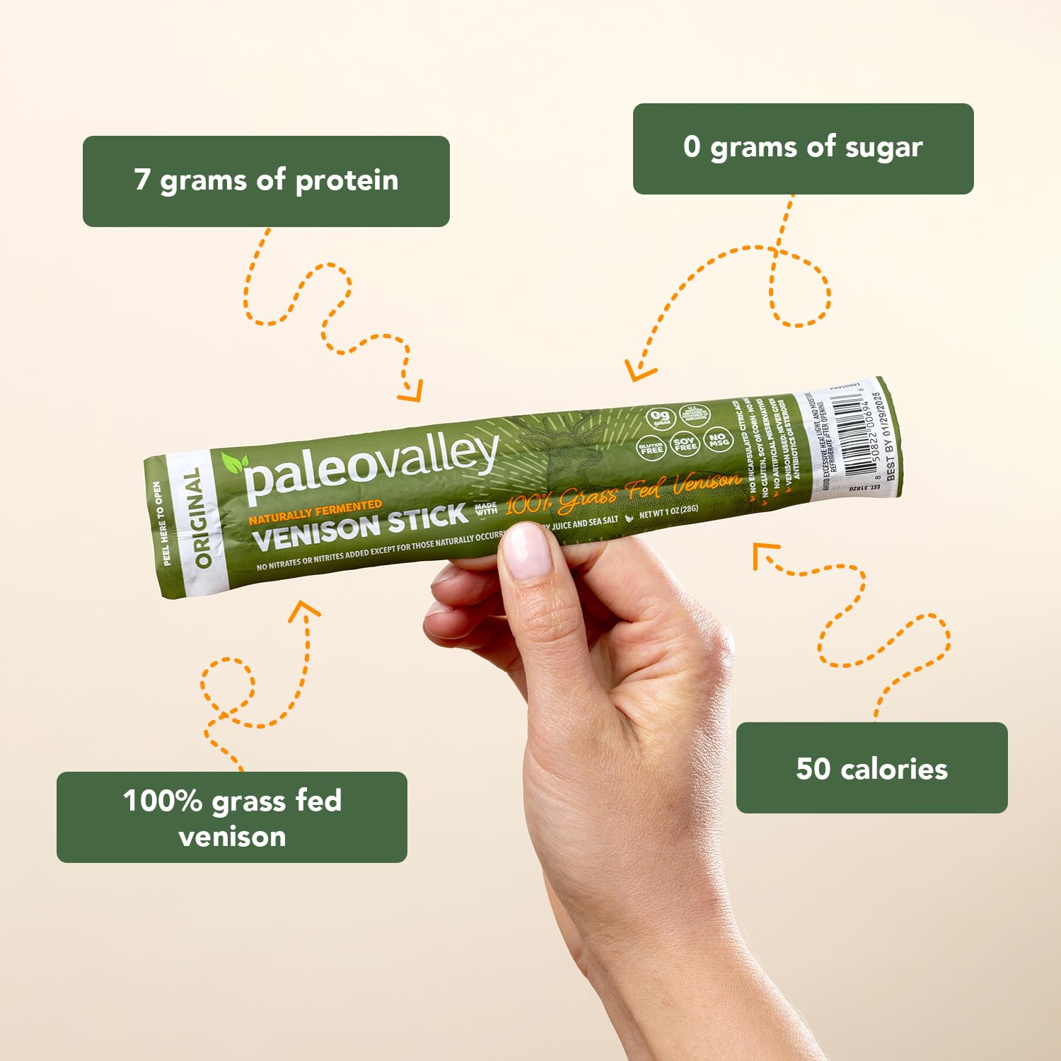 Paleovalley 100% Grass Fed Venison Sticks – 10 Pack – Keto-Friendly, High Protein, Low-Calorie Snack – Omega-3 Rich, Gluten-Free, Nitrate-Free, Naturally Flavored – Healthy On-the-Go Meat Snack Paleovalley buy supplements canada