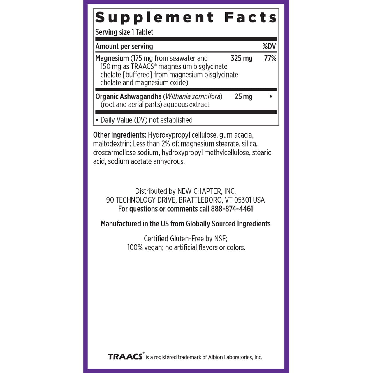 New Chapter Magnesium + Ashwagandha Supplement, 325 mg with Magnesium Glycinate for Muscle Relaxation & Recovery, Heart, Nerve & Bone Health, 2.5X Absorption, Non-GMO - 30 ct (1 Month Supply) New Chapter buy supplements canada