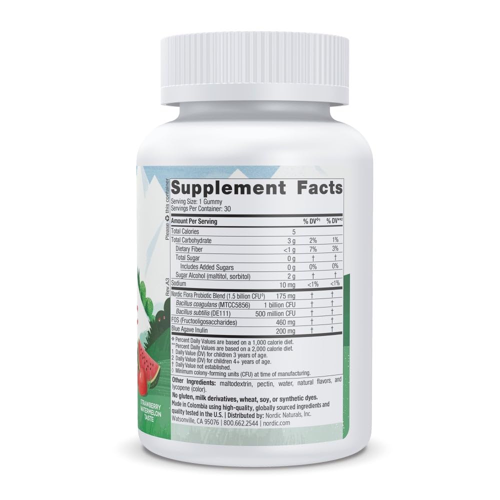 Nordic Naturals Zero Sugar Kids Probiotic Gummies - Strawberry Watermelon Flavor - 30 Gummies - Supports Digestive Wellness & Immune Health - Non-GMO - Third Party Tested - Vegan - 30 Servings Nordic Naturals buy supplements canada