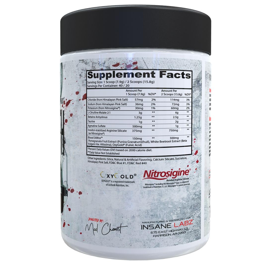 Insane Labz Saw Bloodbath, Non-Stim Pump Pre Workout Powder with Nitrosigine­, OxyGold Insane Labz buy supplements canada