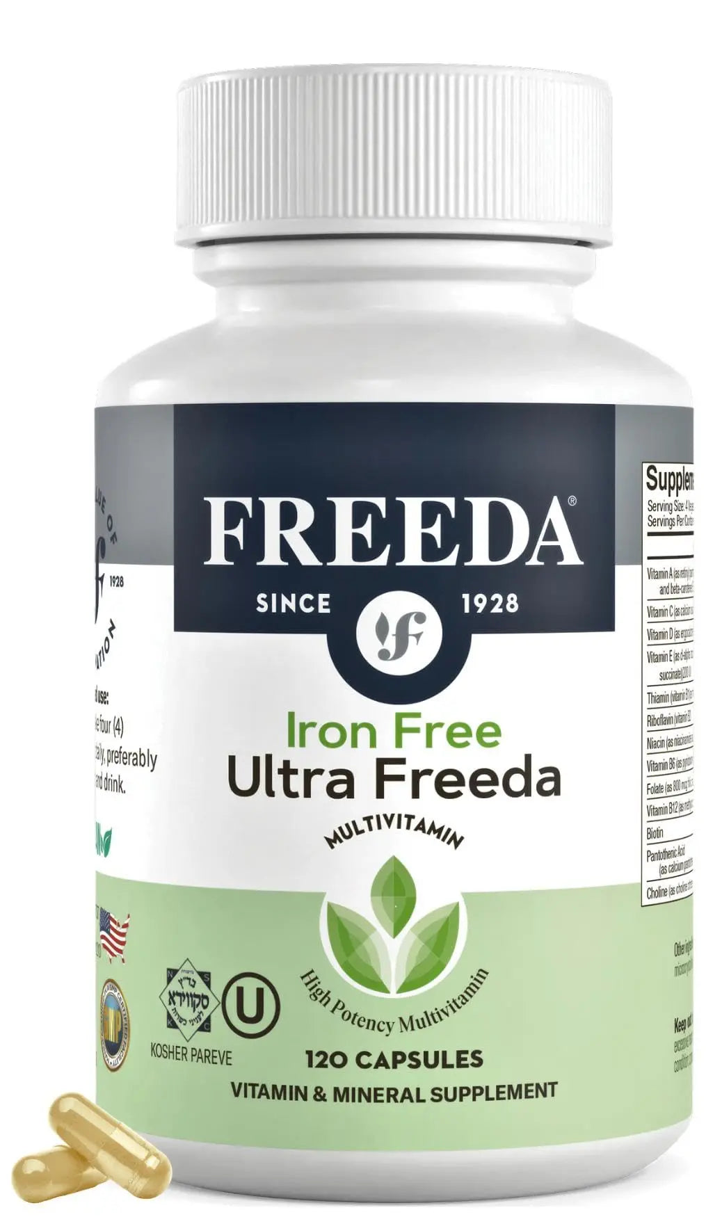 FREEDA Ultra Multivitamin Capsules – High-Potency Daily Supplement for Men & Women – Iron-Free – 120 Count – Kosher Certified FREEDA buy supplements canada