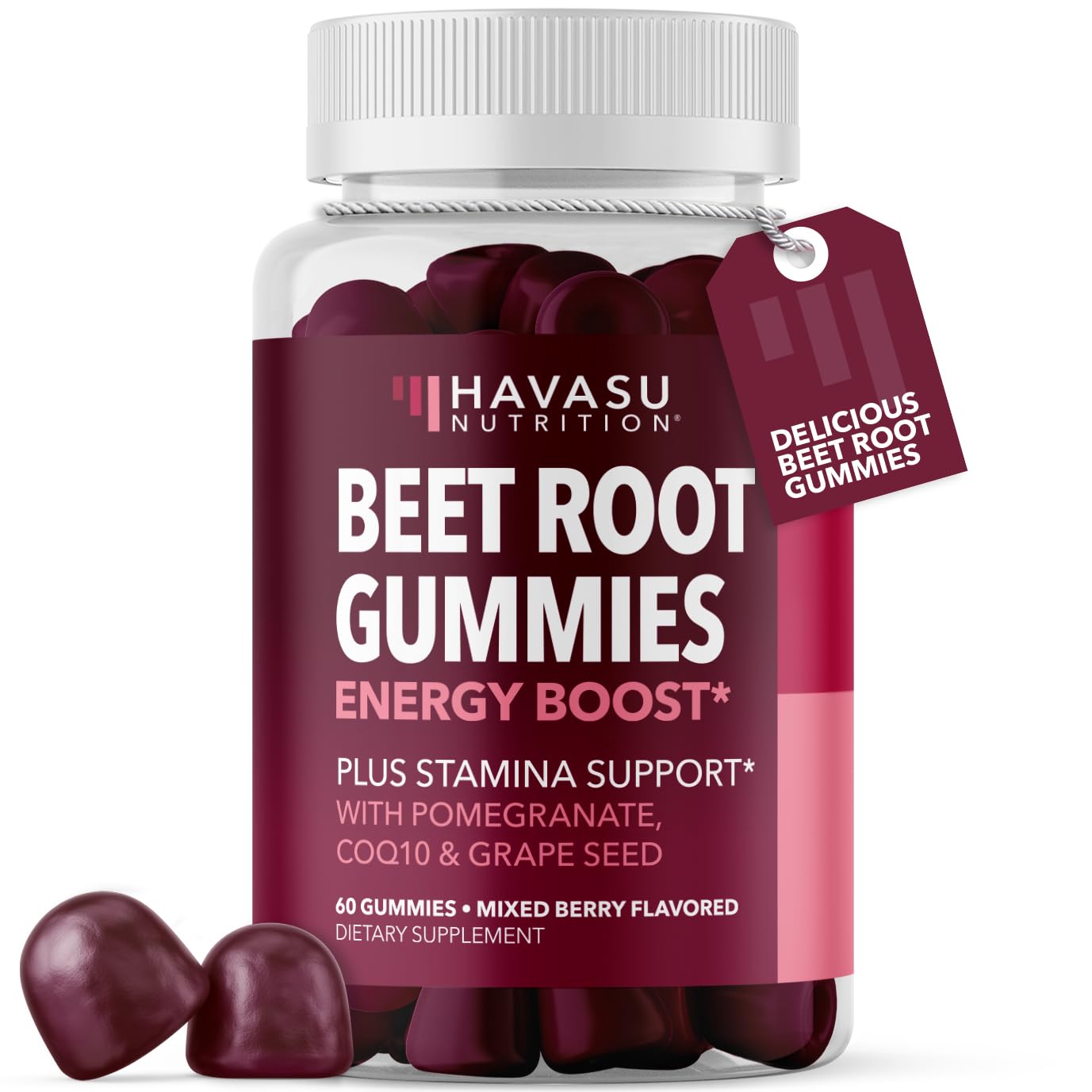 Beet Root Gummies with COQ10 & Pomegranate - Nitric Oxide Supplement for Men and Women - Beetroot for Endurance, Performance, Recovery - Vegan, Non-GMO, Gluten Free HAVASU NUTRITION buy supplements canada