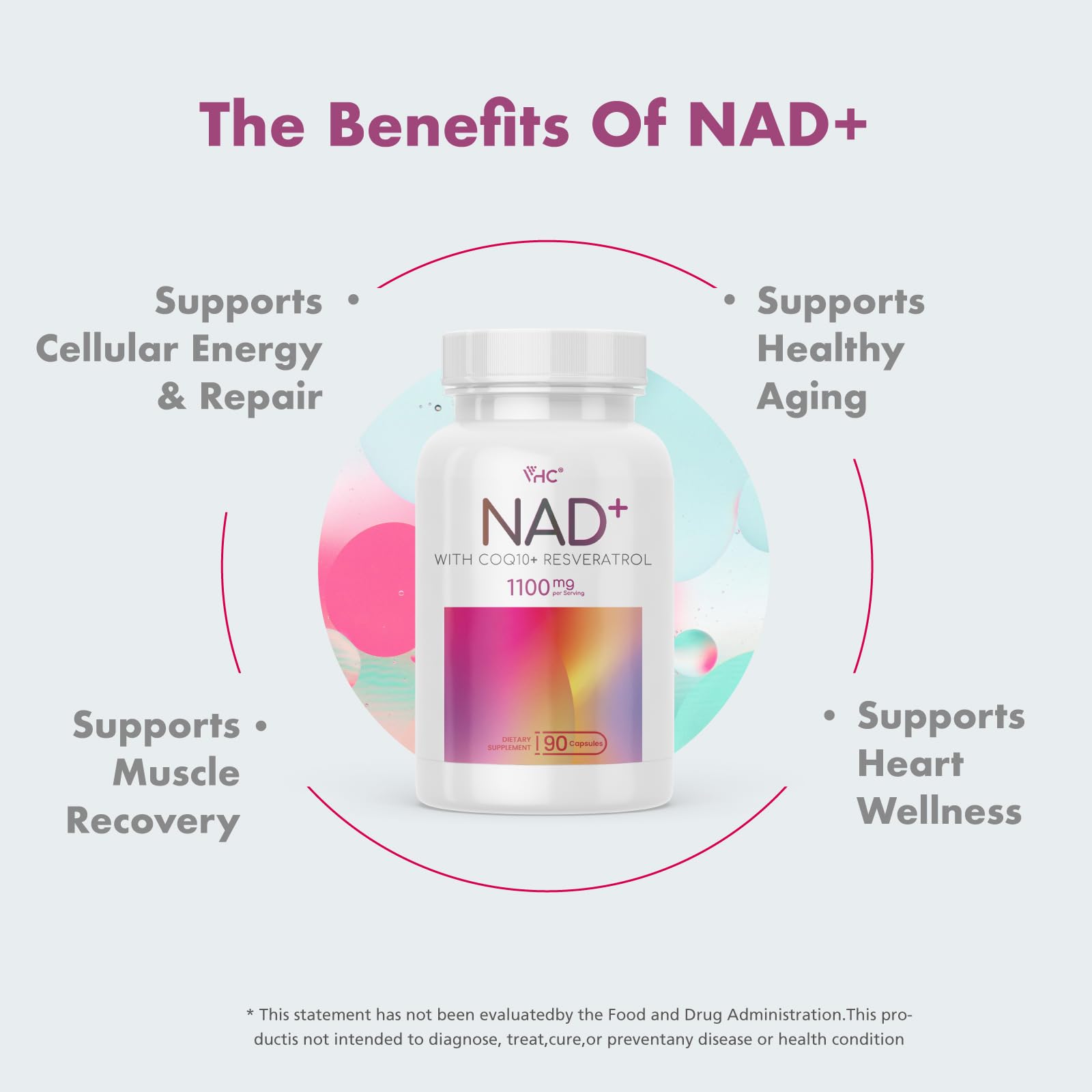 VHC NAD+ Supplement, NMN Alternative Liposomes with CoQ10, Trans-Resveratrol for Women & Men,Support Energy, Anti-Aging,Focus,90 Capsules VHC buy supplements canada
