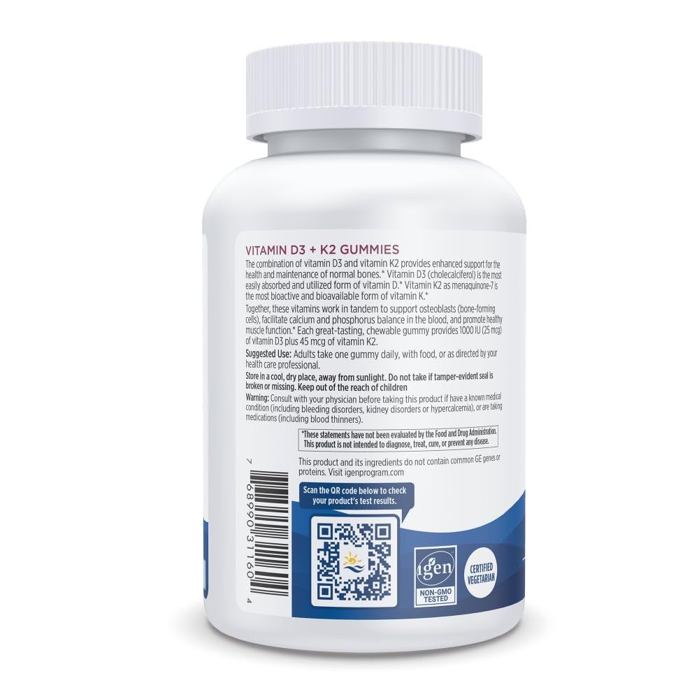 Nordic Naturals Vitamin D3 + K2 Gummies, Pomegranate - 60 Gummies - 1000 IU Vitamin D3 + 45 mcg K2 - Great Taste - Bone Health, Promotes Healthy Muscle Function - Non-GMO - 60 Servings Nordic Naturals buy supplements canada