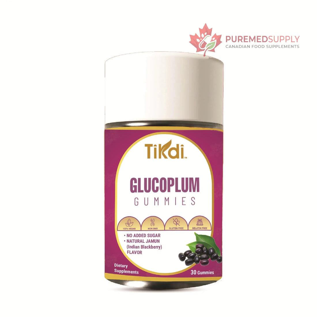 TIKDI GlucoPlum Gummy - 30 Count - Supports Healthy Blood Sugar Levels Already Within Normal Range. All Natural with Indian BlackBerry, Fenugreek, Cinnamon, Vegan, No Added Sugar TIKDI buy supplements canada