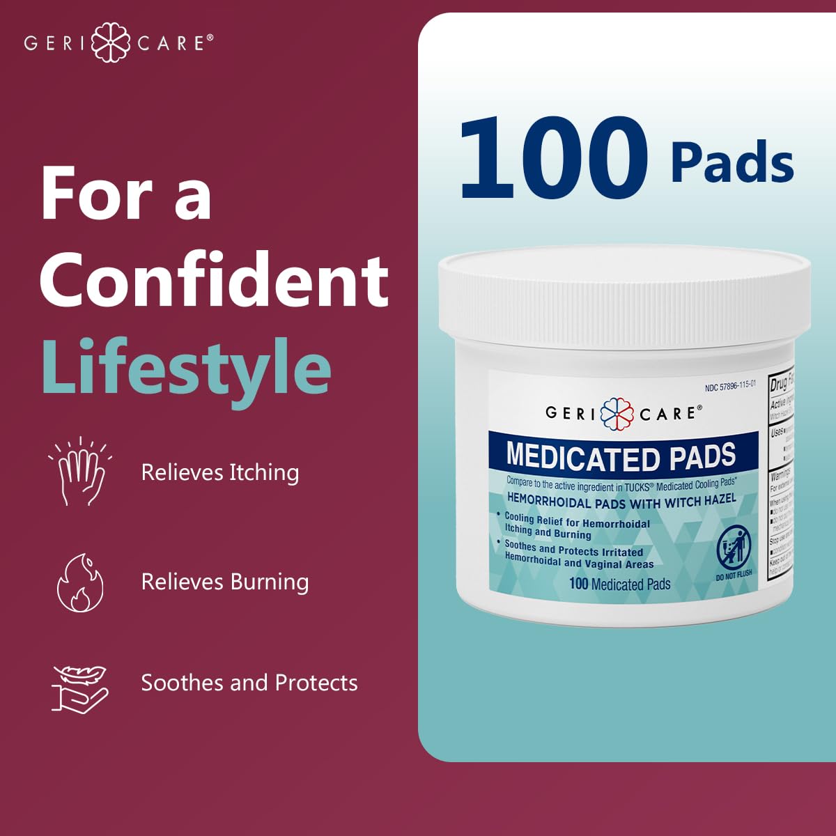 GeriCare Anti-Diarrheal Caplets 24 Count & Medicated Pads of Witch Hazel 50% 100 Count Bundle – Fast Relief for Diarrhea, Soothing Medicated Pads for Irritation, Digestive Support & Travel GeriCare buy supplements canada
