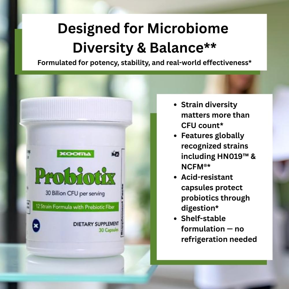 Probiotix – 12 Strain Probiotic + Prebiotic Fiber, 30 Billion CFU | Gut Health & Digestive Balance | Gas & Bloating Support | Immune System Reinforcement | Gluten, Soy & Dairy Free – 30 Capsules Xooma buy supplements canada
