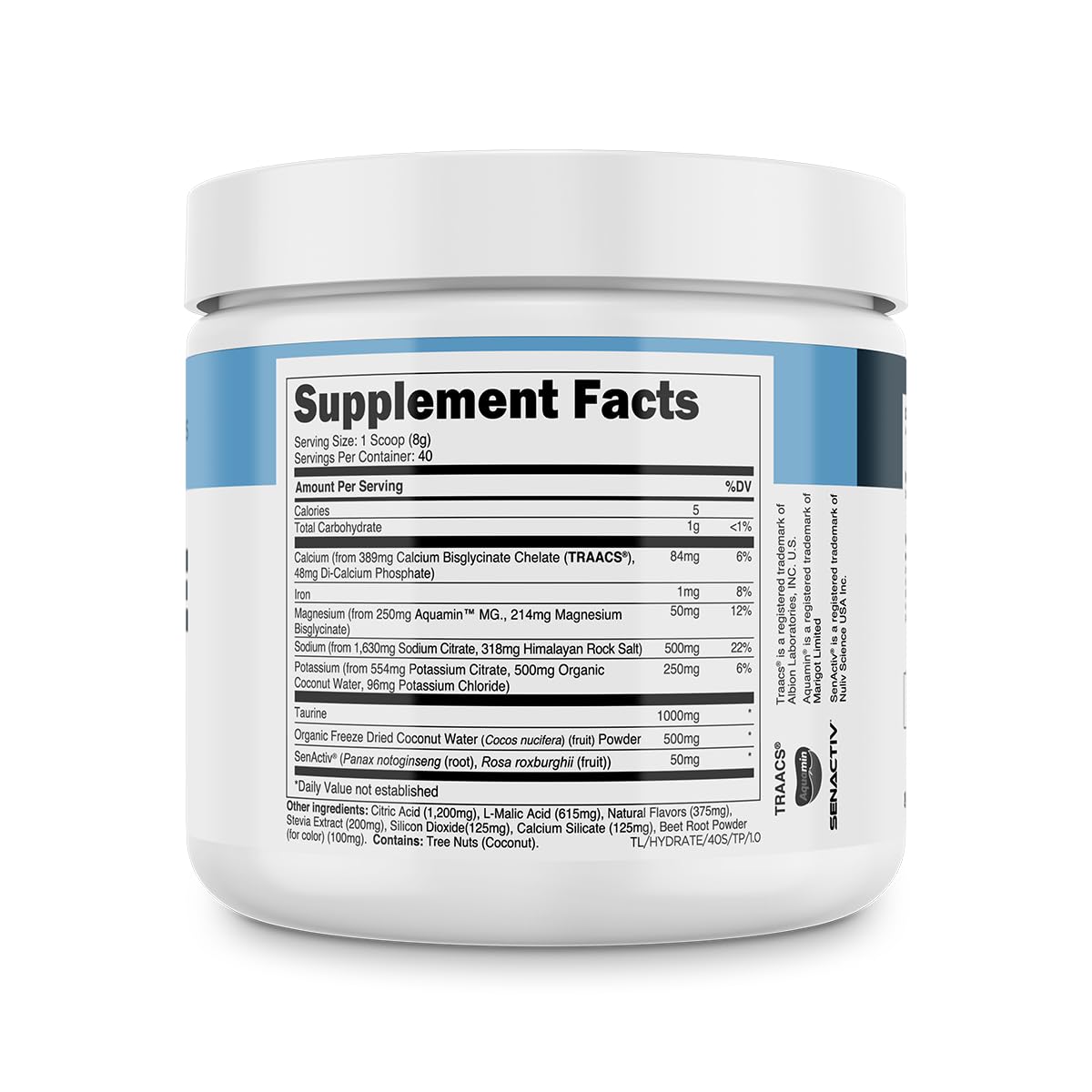 Transparent Labs Hydrate Naturally Sweetened Electrolytes Powder - Hydration Powder Electrolytes with Coconut Water, Calcium, Taurine, & Potassium Transparent Labs buy supplements canada