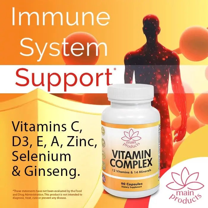Vitamin Complex Multivitamins and Multiminerals - 12 Vitamins and 14 Minerals, Vitamin A C D3 E B1 B2 B3 B5 B6 B9 B12 H and Minerals Main Products buy supplements canada