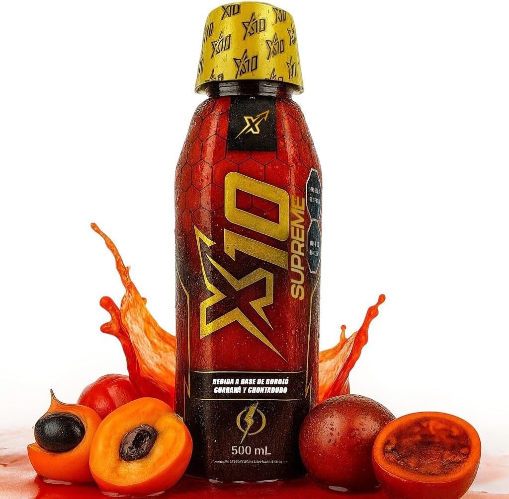 X10 Supreme Liquid 500 ML Natural Supplement (Similar Results as vitafer..Gold) - Chontaduro, Guarana, and Borojó Blend | 500 ML | Plant-Based Energy Support for Vitality X10 buy supplements canada