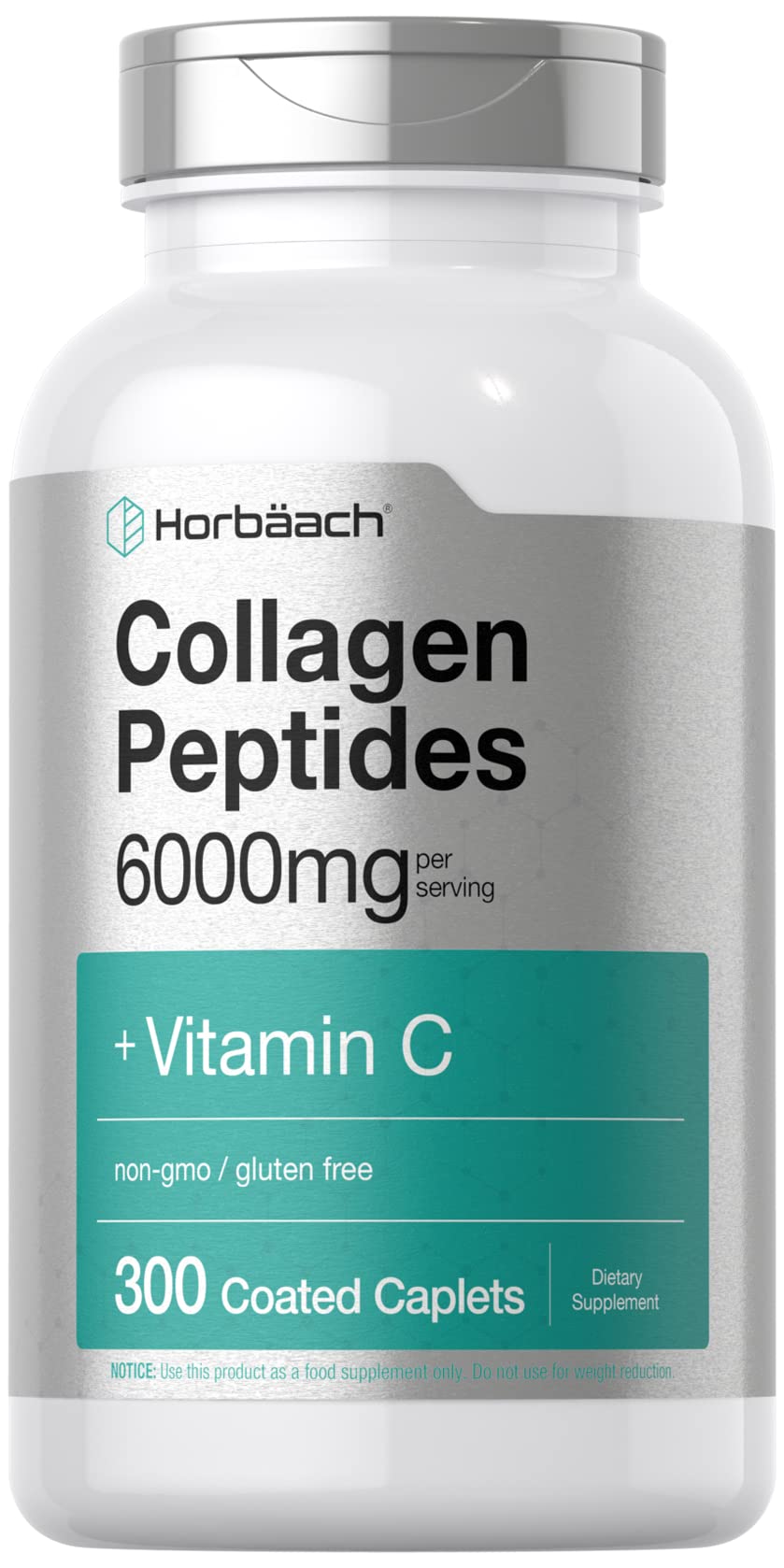 Horbäach Collagen Peptides 6000mg | 300 Caplet Pills | with Vitamin C | Hydrolyzed Collagen Supplement | Non-GMO, Gluten Free Horbäach buy supplements canada