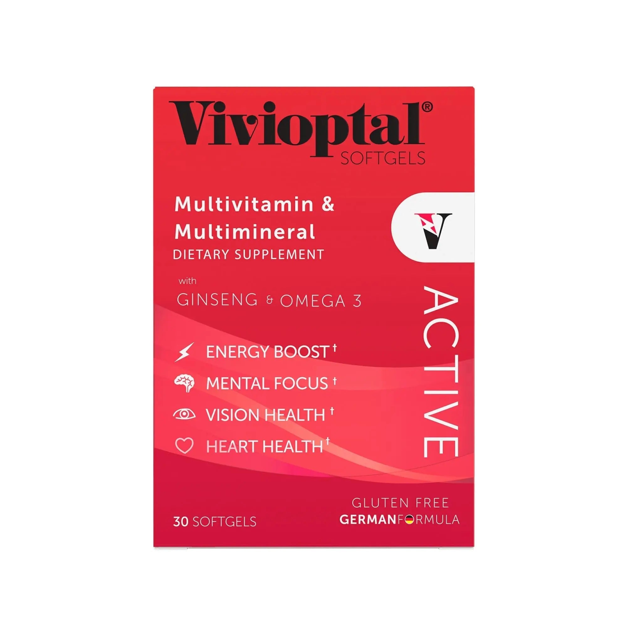 Vivioptal Active, 30 Softgels, Ginseng & Omega 3, Multivitamin & Multimineral, Gluten Free, German Formula Vivioptal Vitamins buy supplements canada