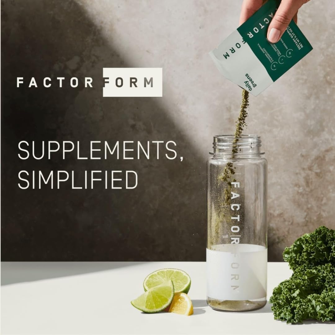 FACTOR FORM Daily Greens Superfood Powder | 5 Functional Blends for Gut Health, Energy & Immunity | Prebiotics, Probiotics, Adaptogens, B Vitamins (7 Servings, Individual Packets) FACTOR FORM buy supplements canada