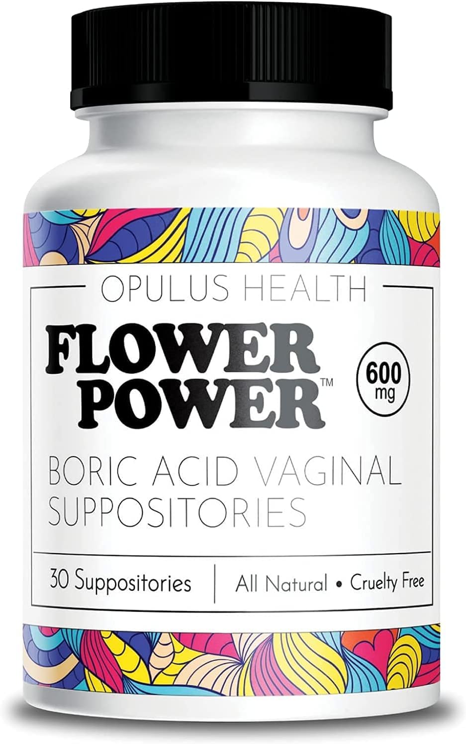 Flower Power Vegan Boric Acid Suppositories - 30 Capsules - 600mg for Vaginal Odor and pH Balance - Made in USA Flower Power buy supplements canada