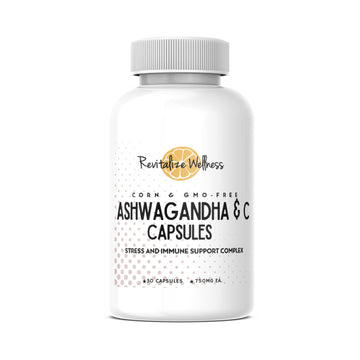 Revitalize Wellness Ashwagandha + Vitamin C Capsules | Stress and Immune Support Complex | with 550 mg Ashwagandha and 200 mg Vitamin C per Serving | 30 Servings Revitalize Wellness buy supplements canada